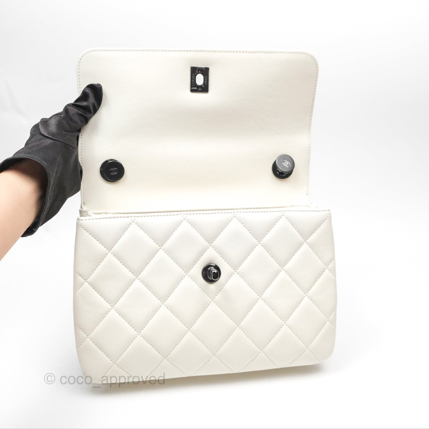 Chanel Trendy CC Small White Lambskin Black Hardware