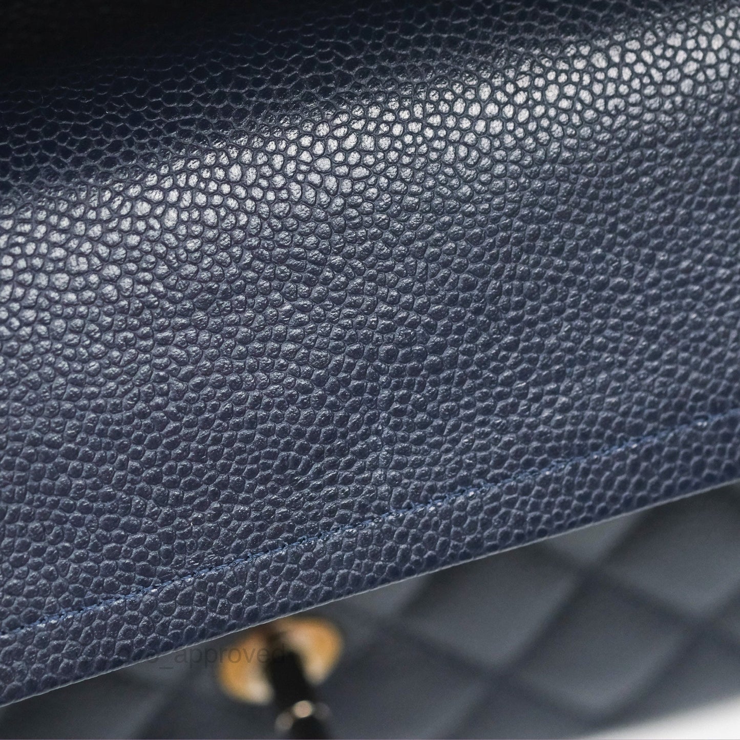 Chanel Classic M/L Medium Flap Quilted Navy Caviar Silver Hardware