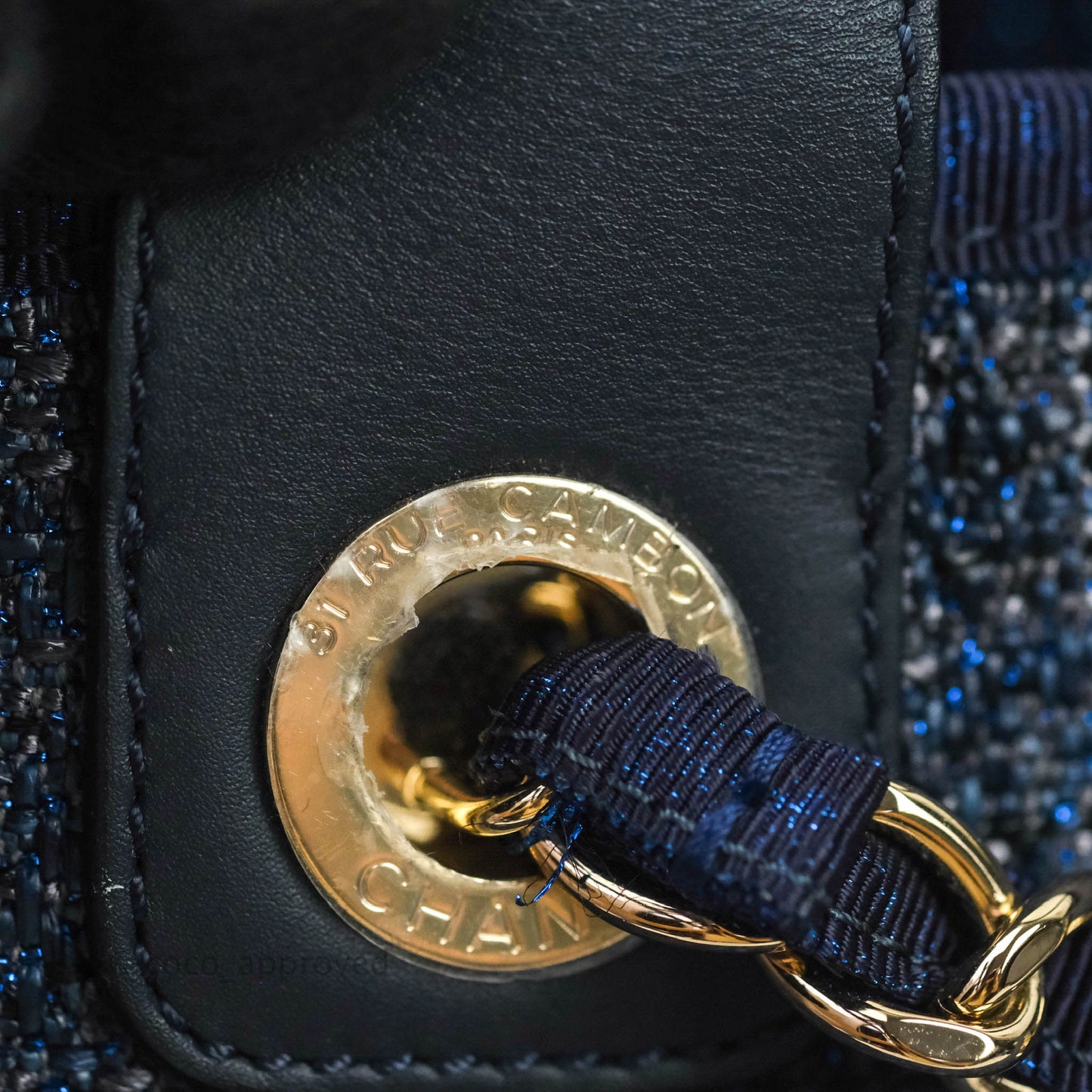 Chanel Large Deauville Navy Blue Canvas Gold Hardware