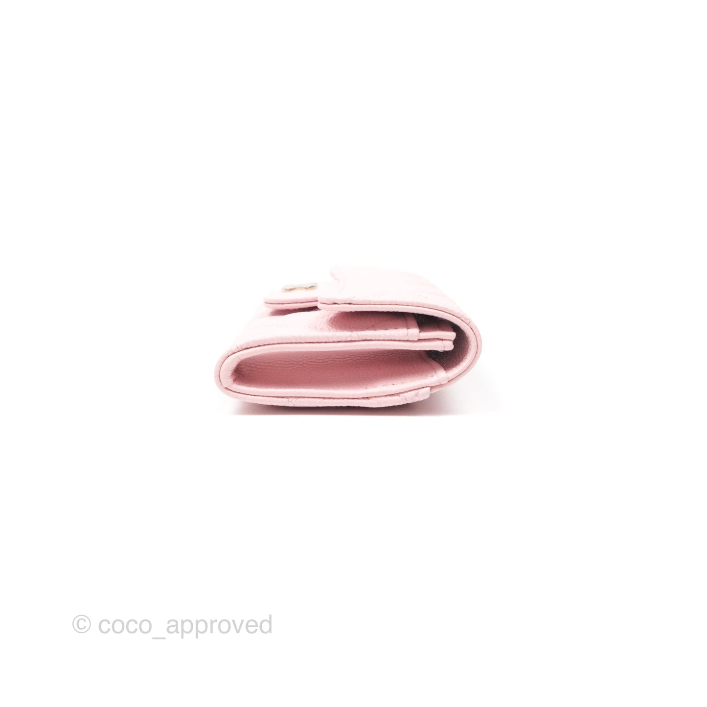 Chanel Quilted Flap Card Holder Caviar Pink Gold Hardware