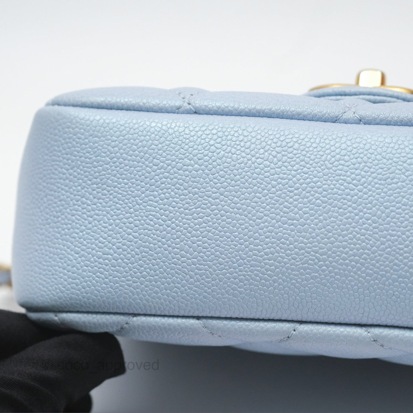 Chanel Quilted My Perfect Mini Iridescent Blue Caviar Aged Gold Hardware