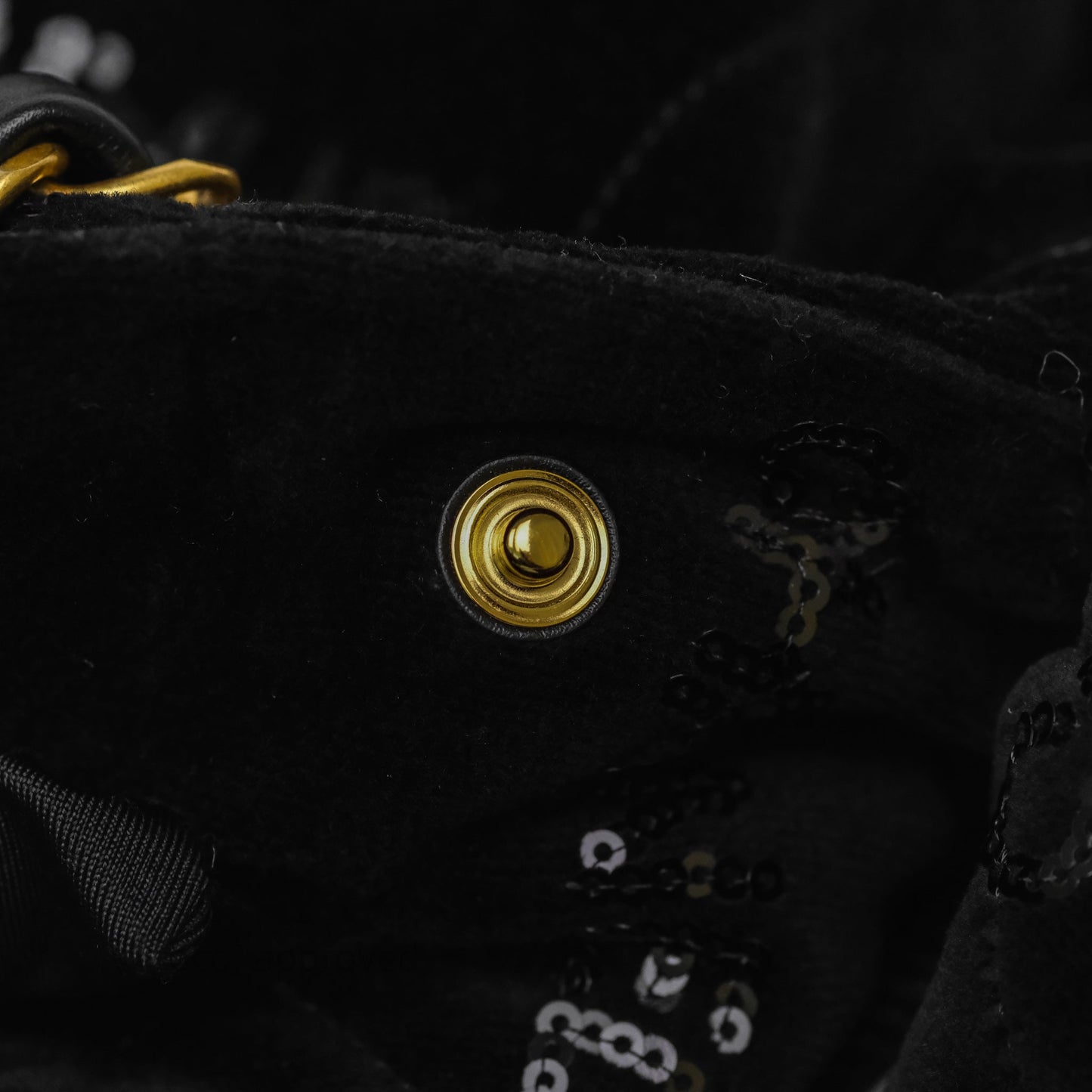 Chanel 22 Medium Sequins Logo Black Velvet