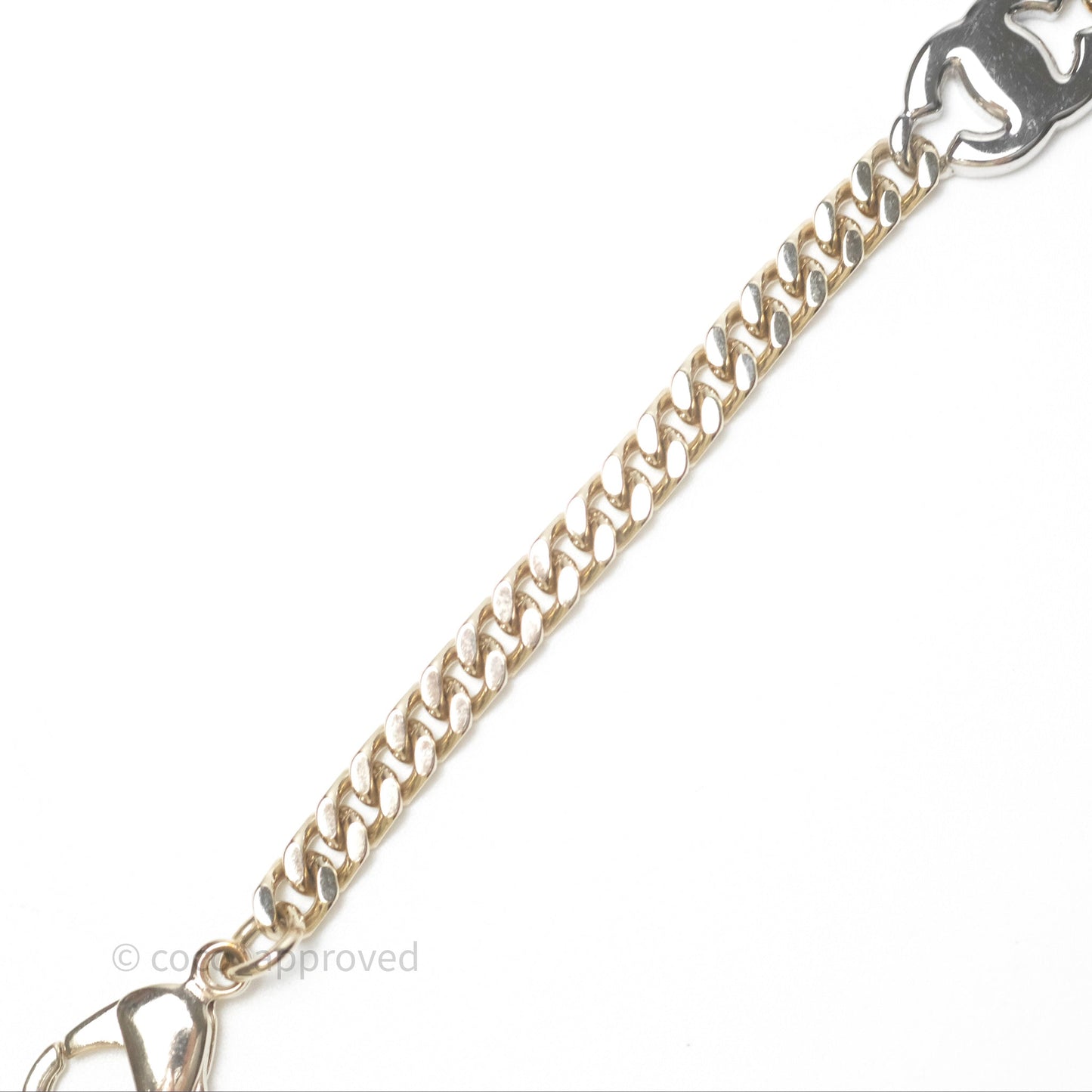 Chanel Silver CC Crystal Chain Choker Gold Tone 24V