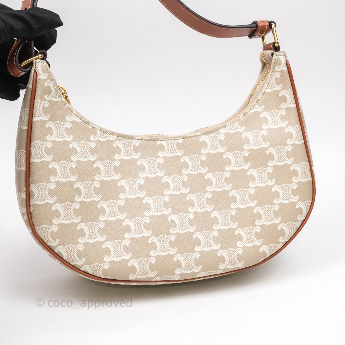 Celine Ava Bag In Triomphe Canvas Calfskin Grege