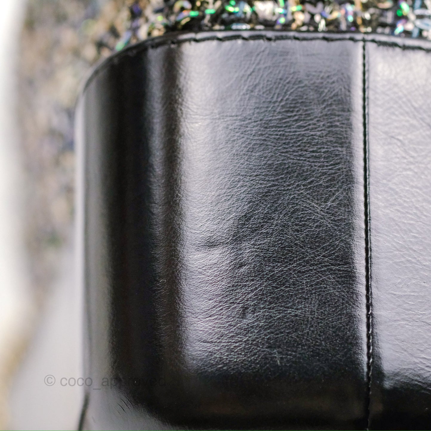Chanel Large Gabrielle Tweed Green Black Calfskin