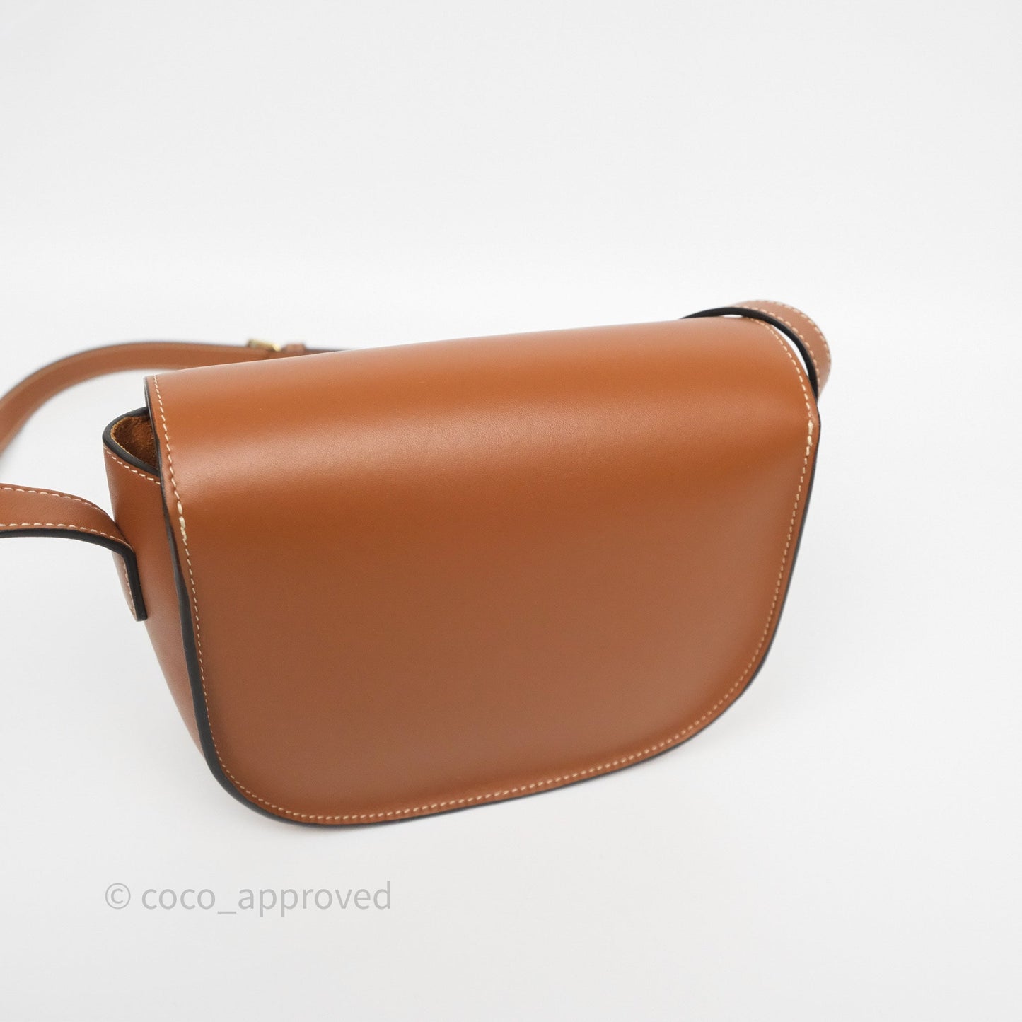 Celine Gold Studs Folco Cuir Triomphe in Smooth Calfskin Tan