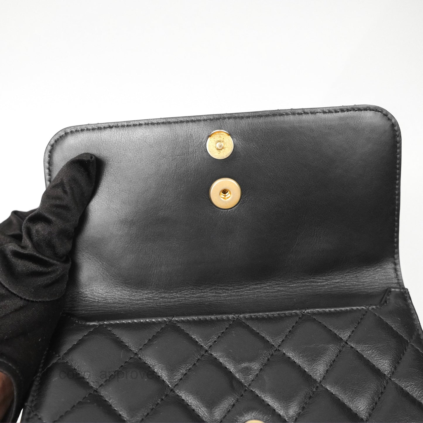 Chanel Triple Flap Bag Quilted Black Calfskin Aged Gold Hardware