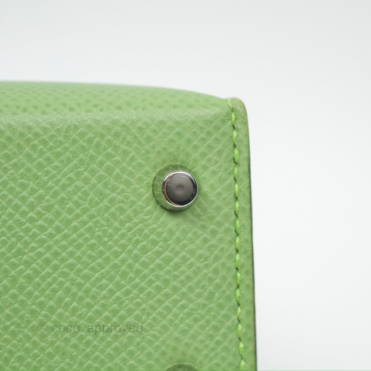 Hermès Mini Kelly II Vert Criquet Epsom Palladium Hardware
