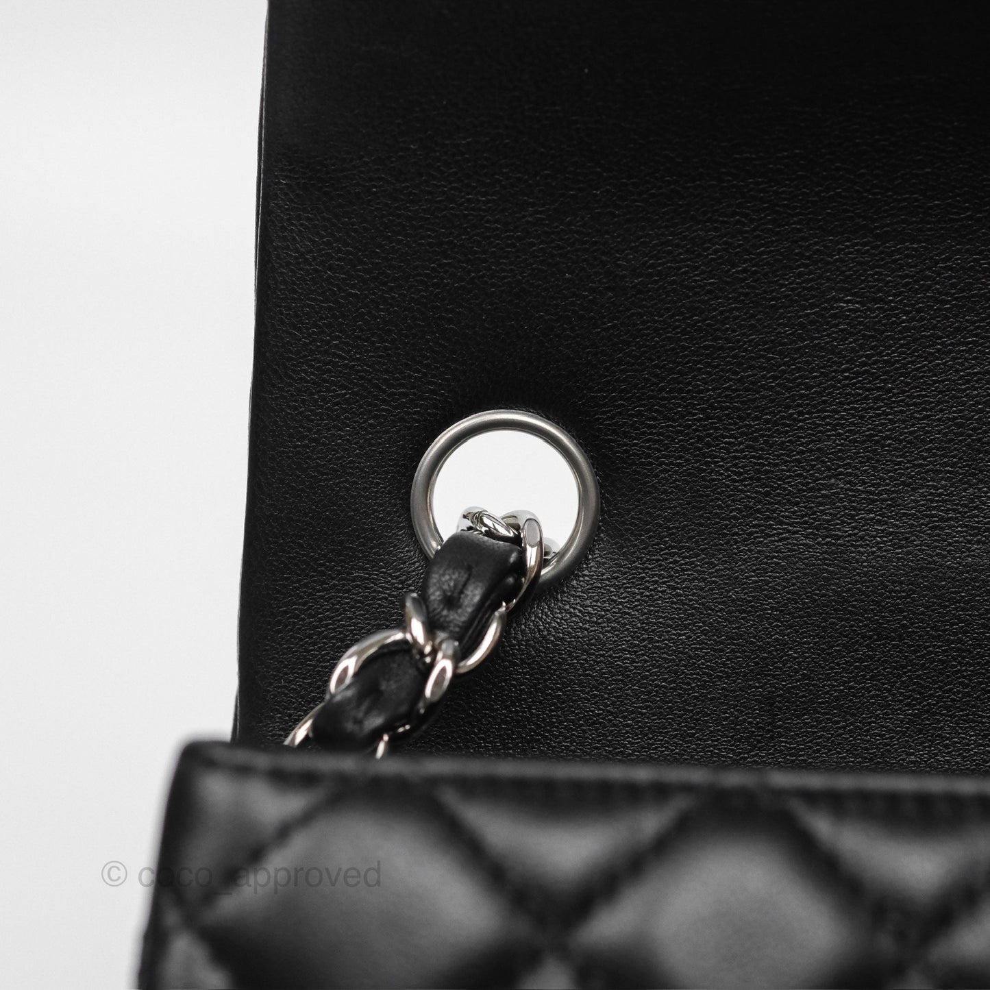 Chanel Quilted Mini Rectangular Flap Black Lambskin Silver Hardware