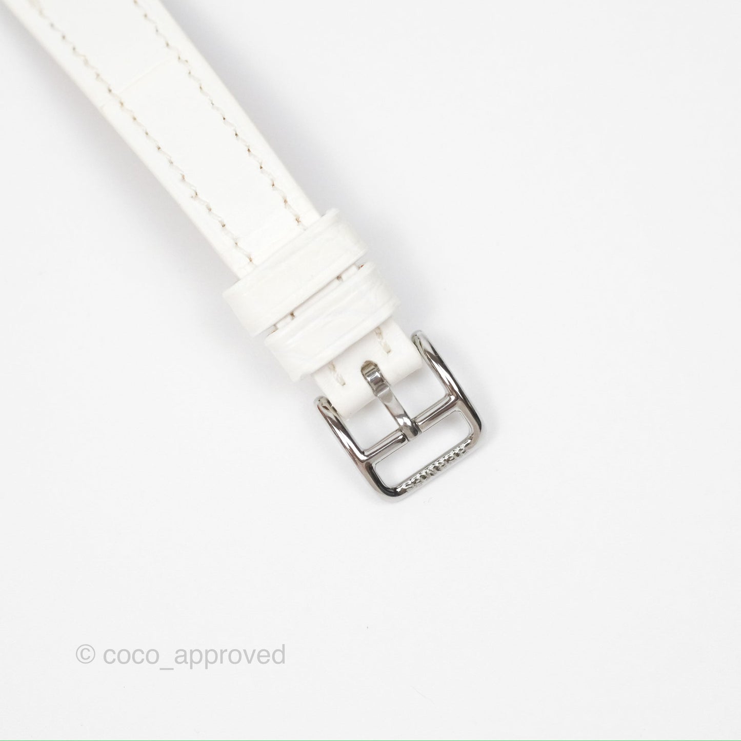 Hermes Heure H Watch Mini Diamonds White Mother-of-pearl White Alligator Leather