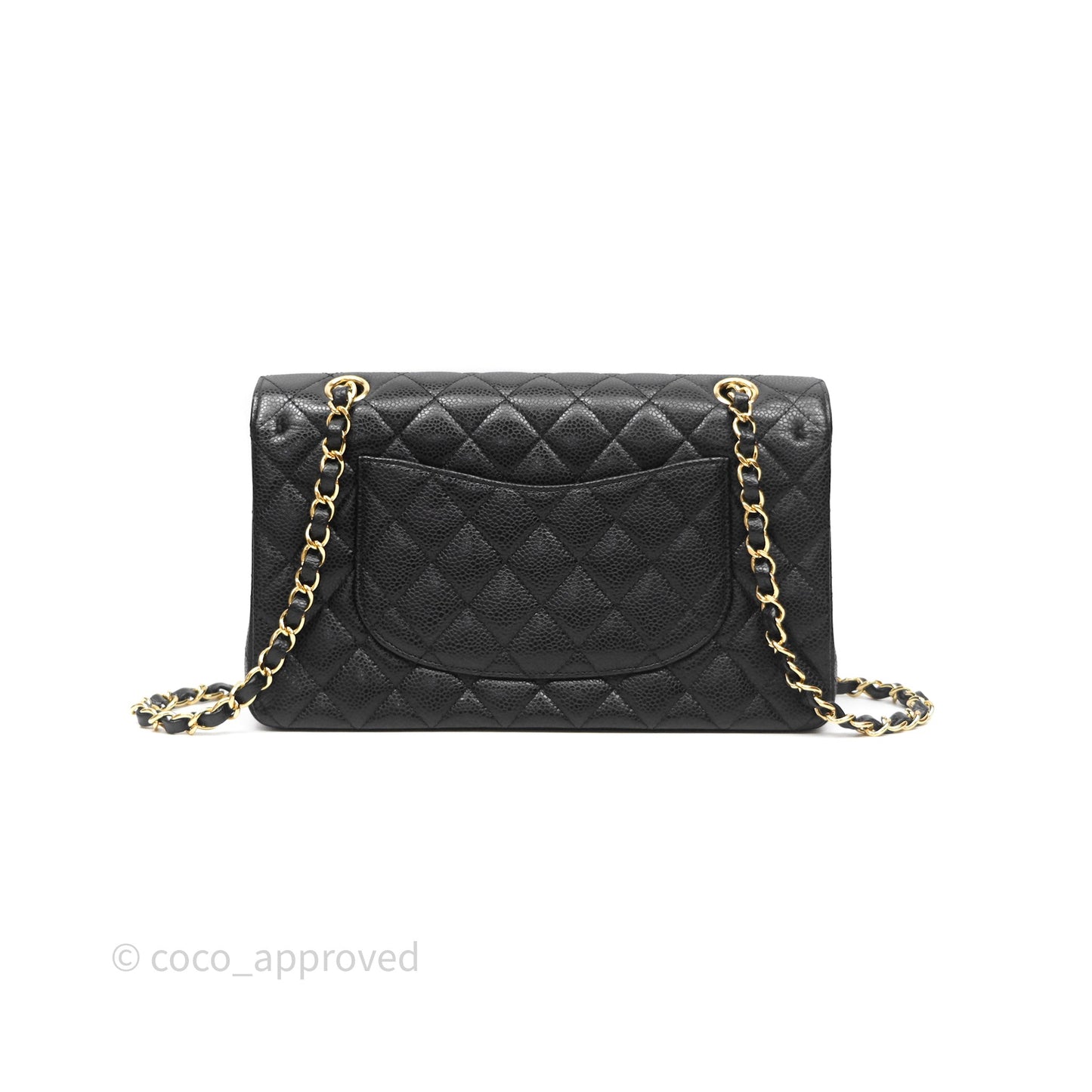 Chanel Classic M/L Medium Flap Quilted Black Caviar Gold Hardware
