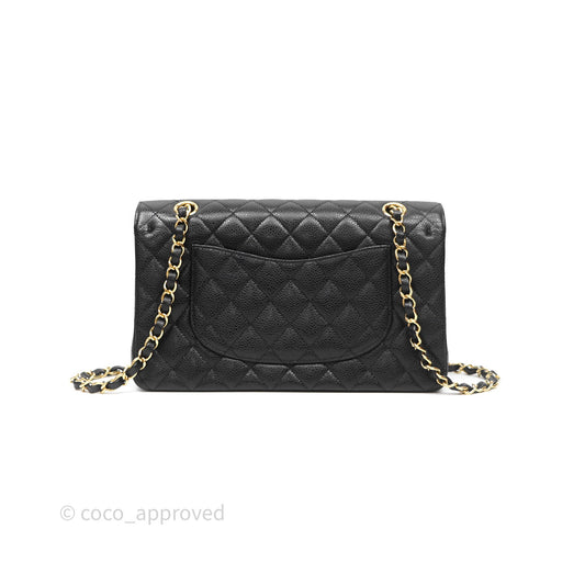 Chanel Classic M/L Medium Flap Quilted Black Caviar Gold Hardware