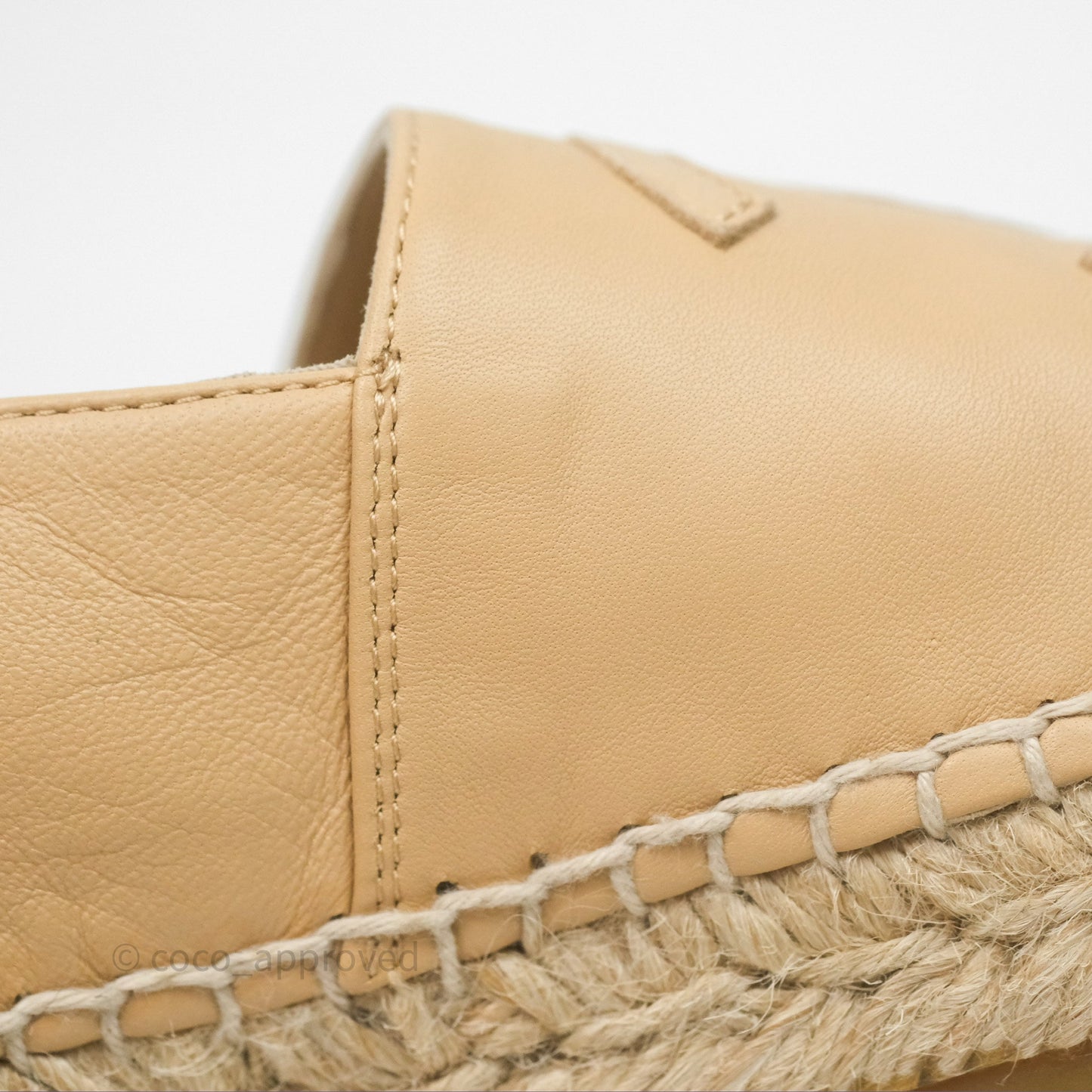 Chanel CC Espadrilles Beige Black Lambskin Size 38