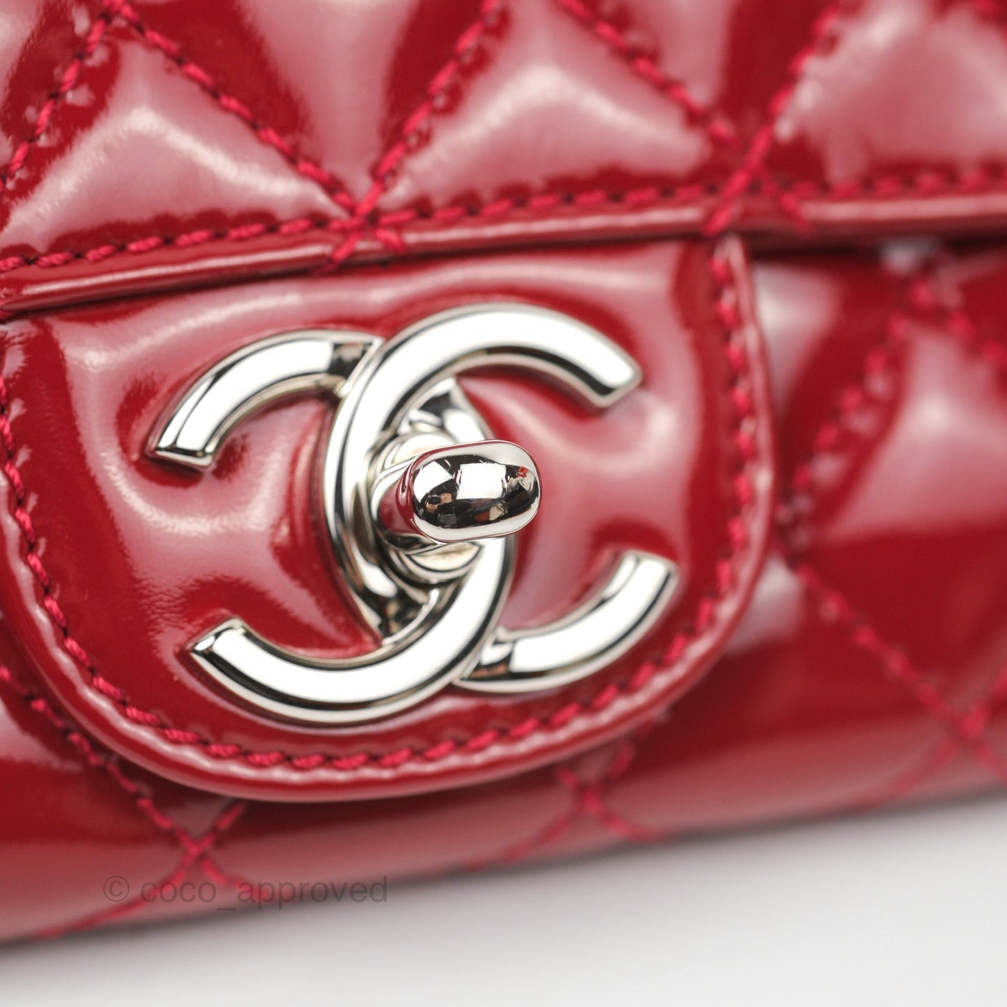 Chanel Brilliant East West Flap Clutch with Chain Red Patent Silver Hardware