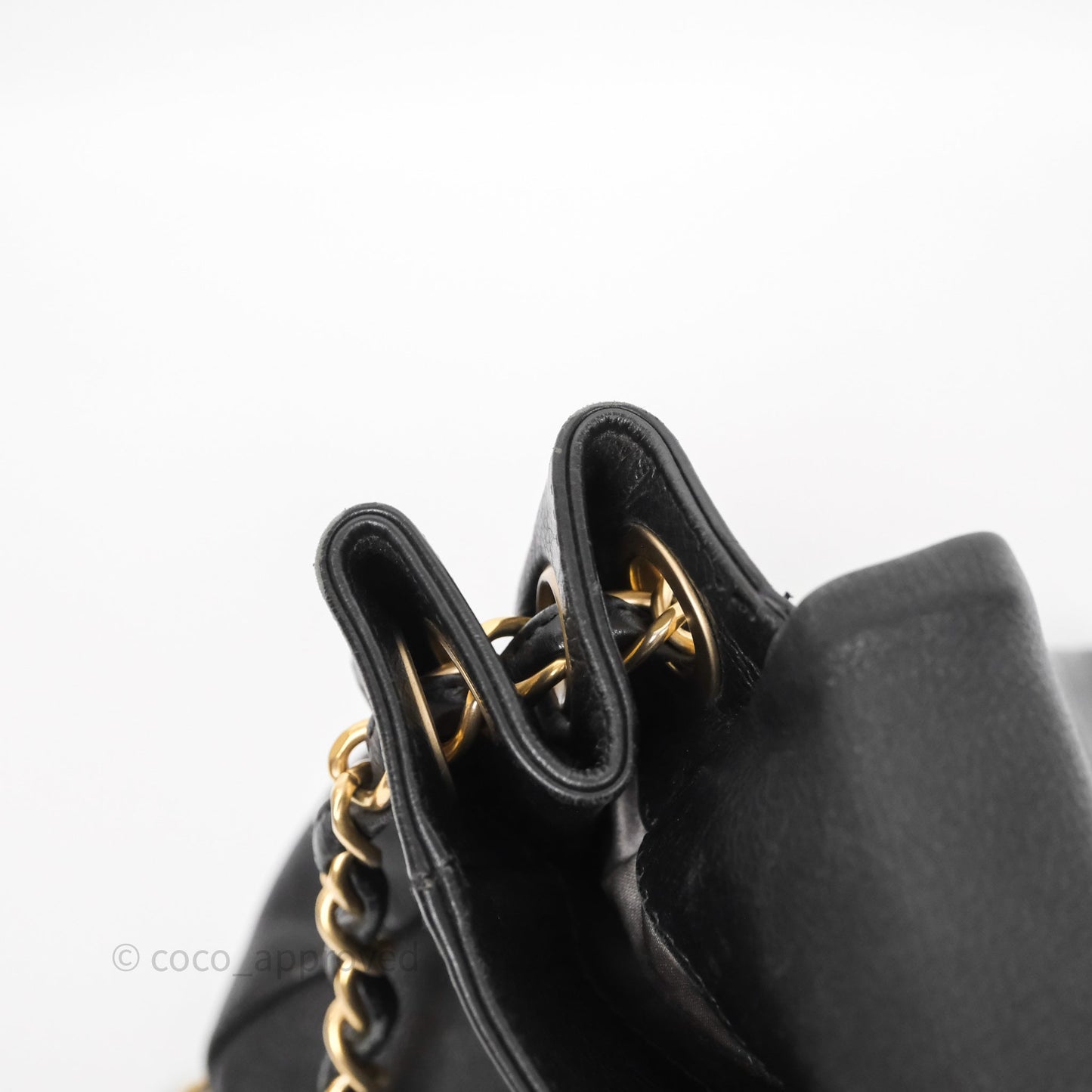 Chanel Mosaic Studs Accordion Flap Bag Black Calfskin Aged Gold Hardware