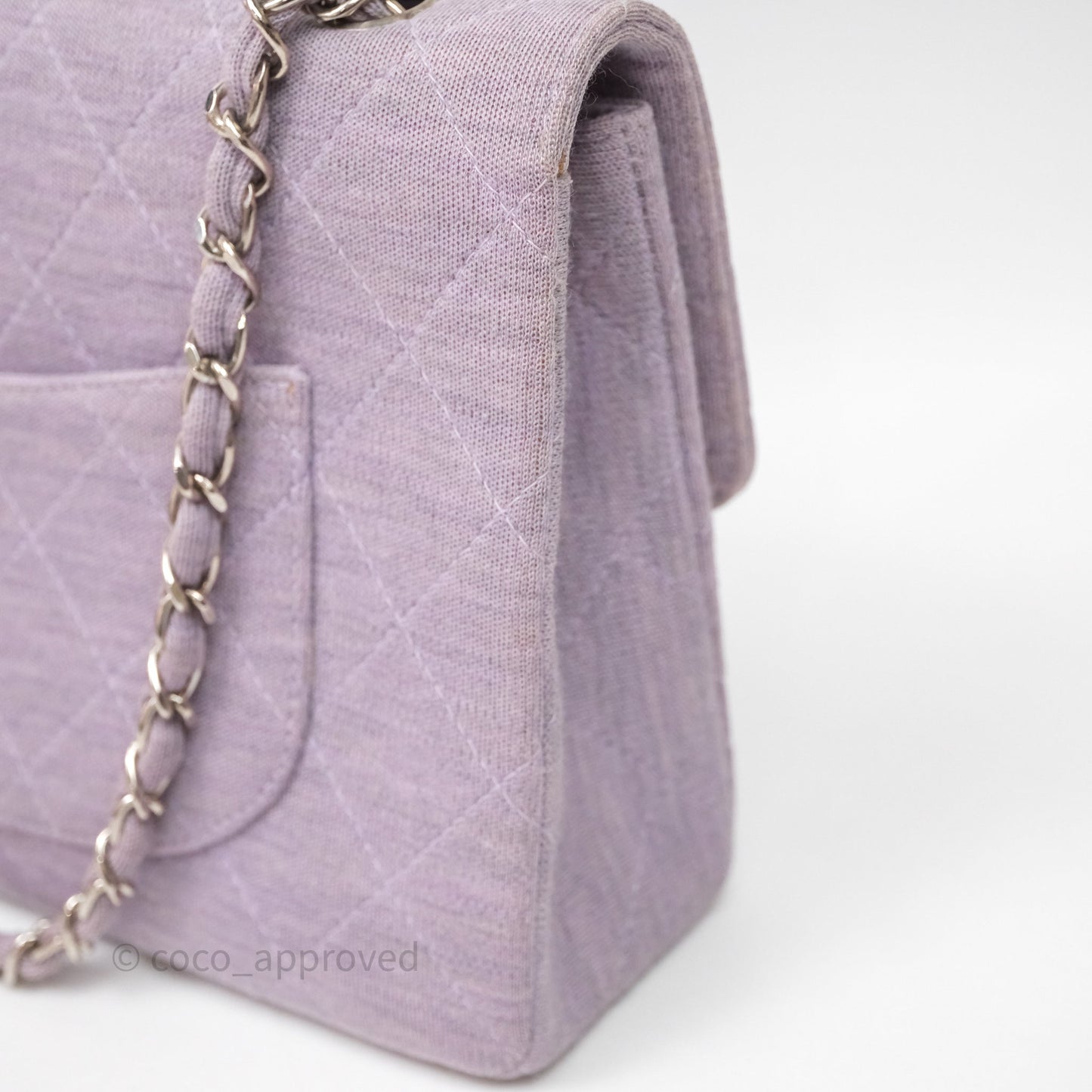 Chanel Medium Single Jersey Flap Bag Purple Silver Hardware