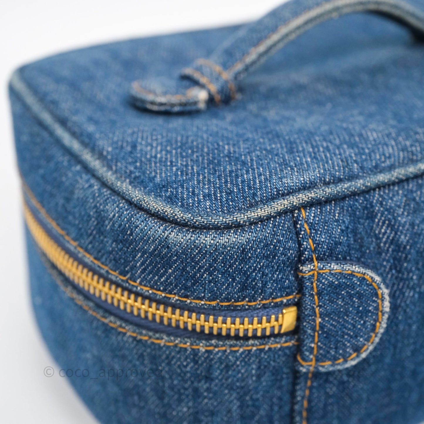 Chanel Vintage Vanity Case Denim Aged Gold Hardware