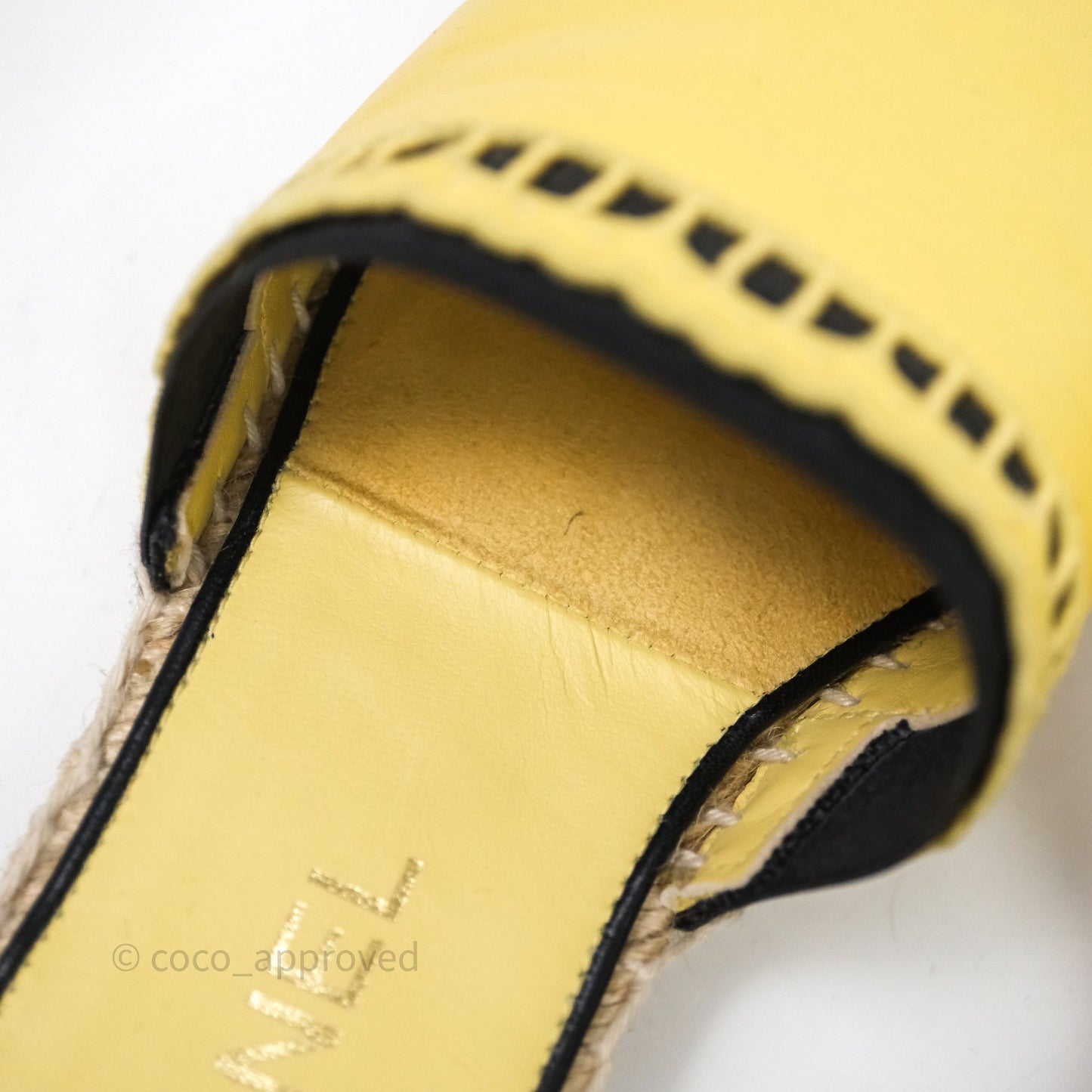 Chanel CC Logo Yellow/Black Slippers Size 38