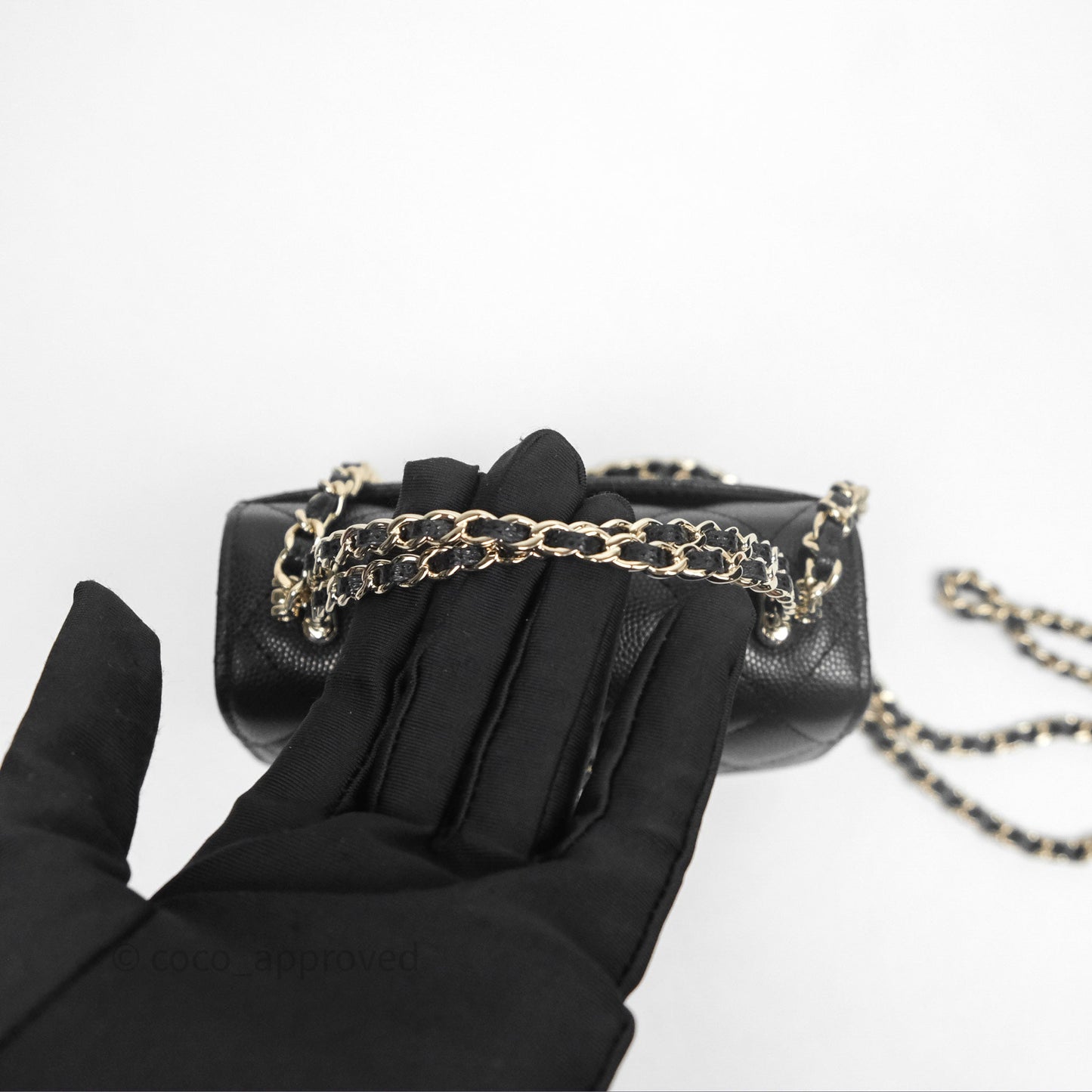 Chanel Kelly Clutch With Chain Black Caviar Gold Hardware