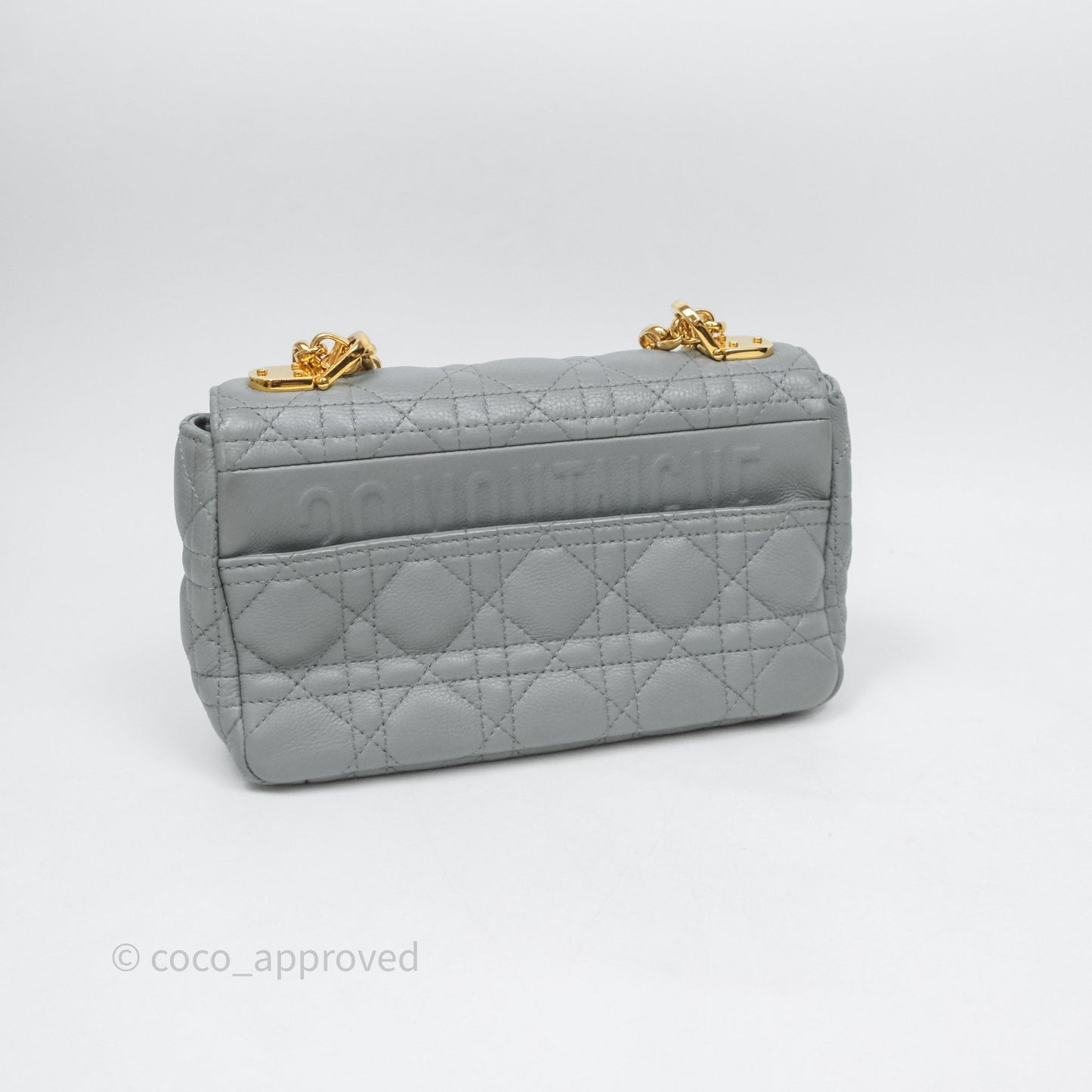 Christian Dior Small Caro Bag Stone Gray Supple Cannage Calfskin