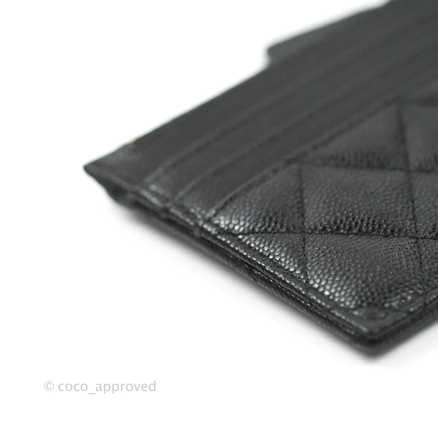 Chanel Quilted CC Zipped Card Holder Caviar Black Gold Hardware