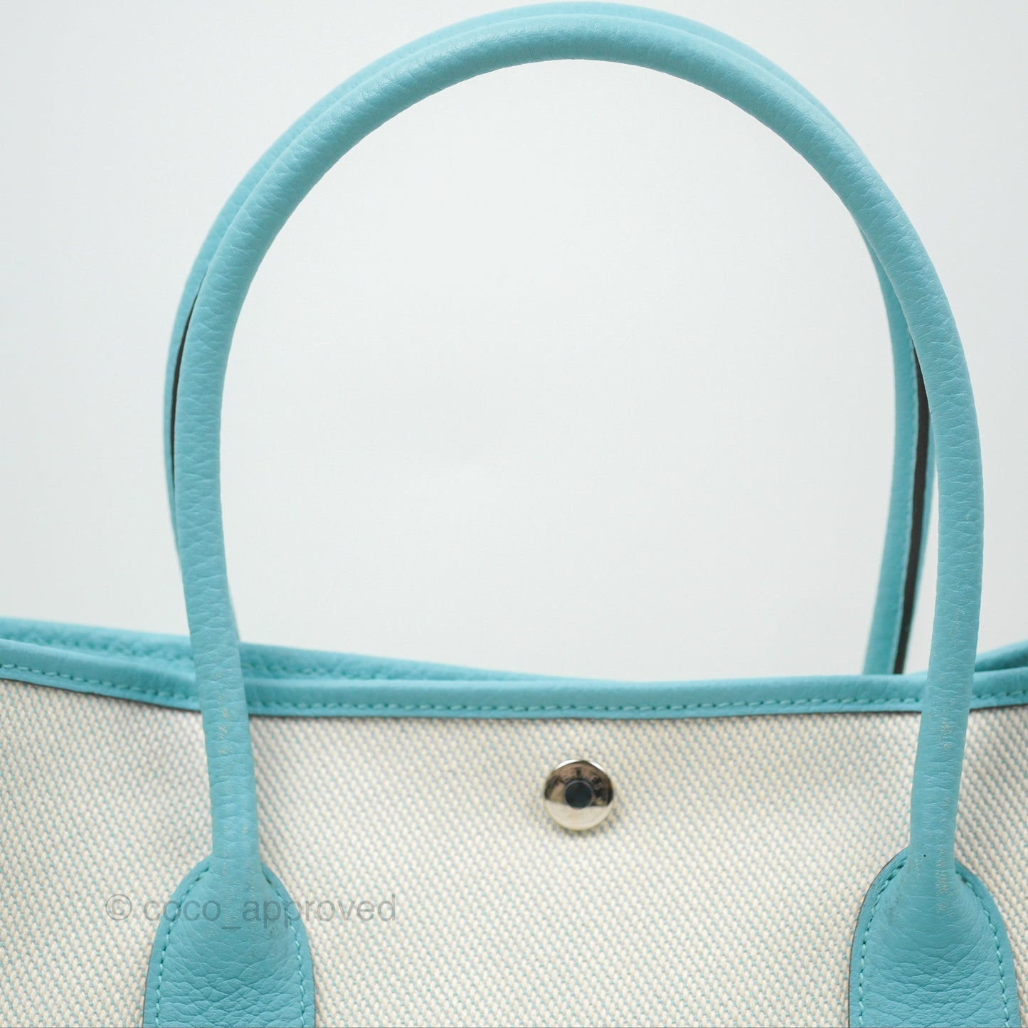 Hermès Garden Party 36 Country Ecru Bleu Atoll Canvas