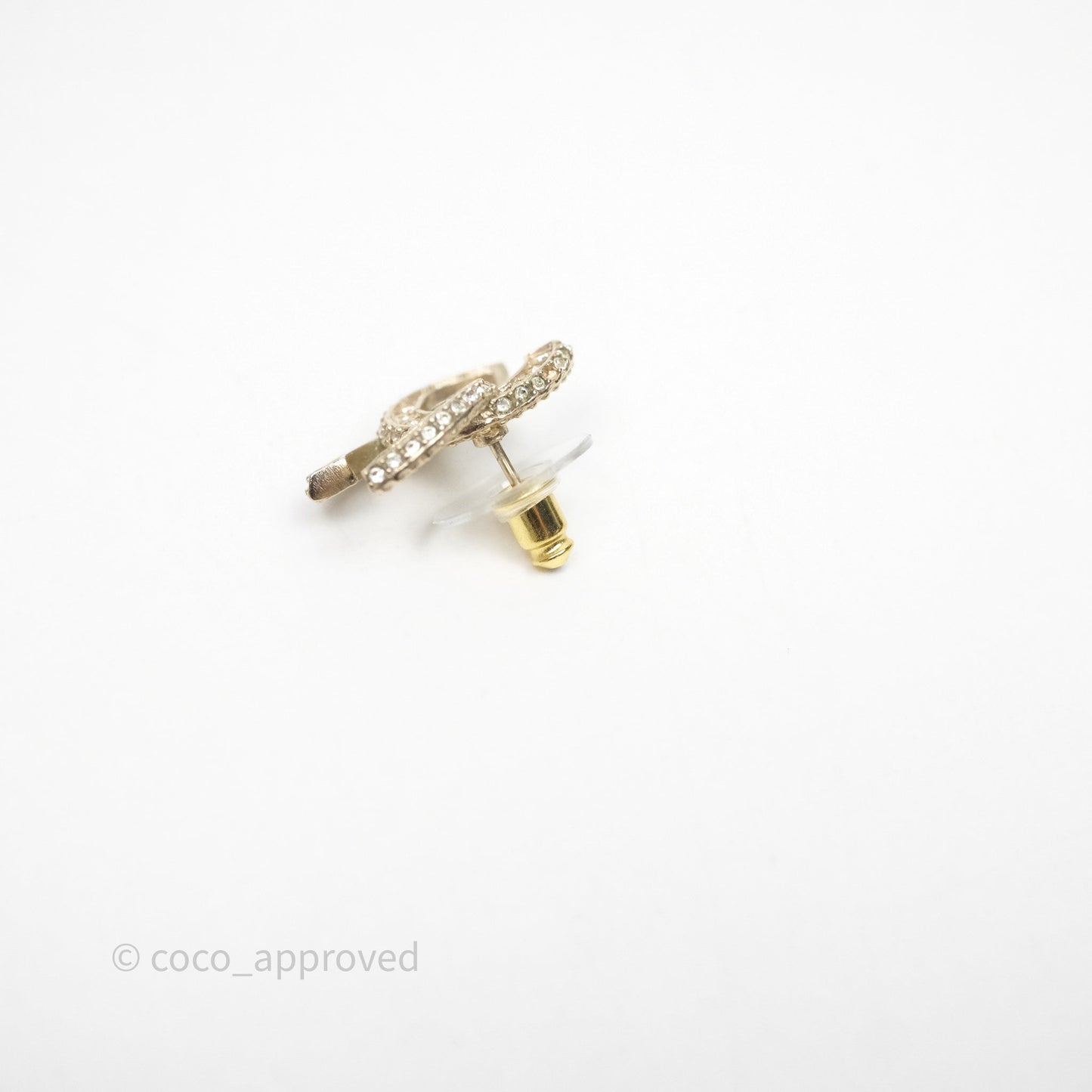Chanel Crystal CC Earrings Gold Tone 23V