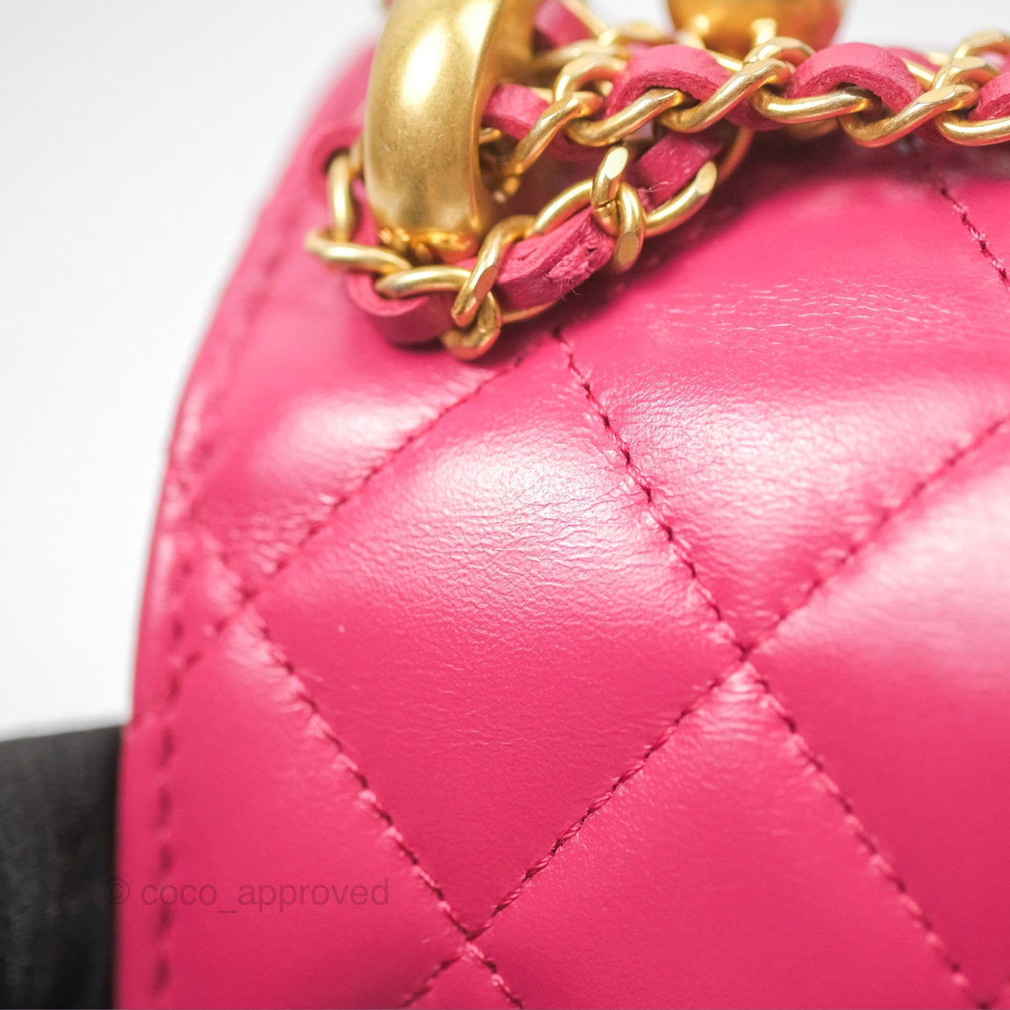 Chanel Quilted Perfect Fit Dark Pink Phone Holder Aged Gold Hardware