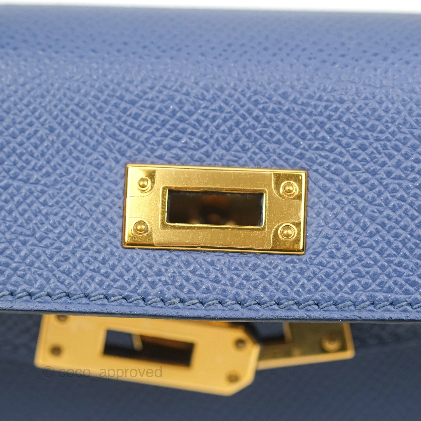 Hermès Mini Kelly II Bleu Brighton Epsom Gold Hardware