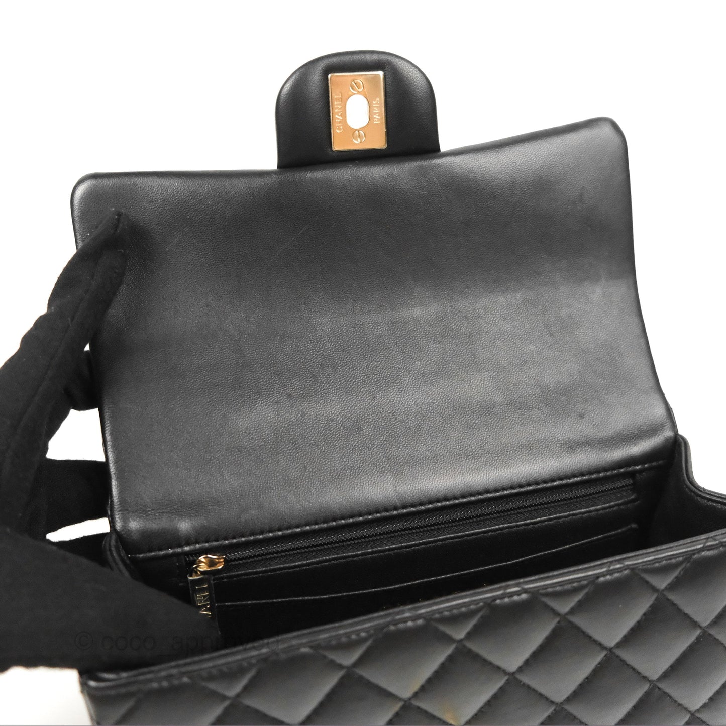 Chanel Top Handle Mini Rectangular Flap Bag Black Lambskin Gold Hardware