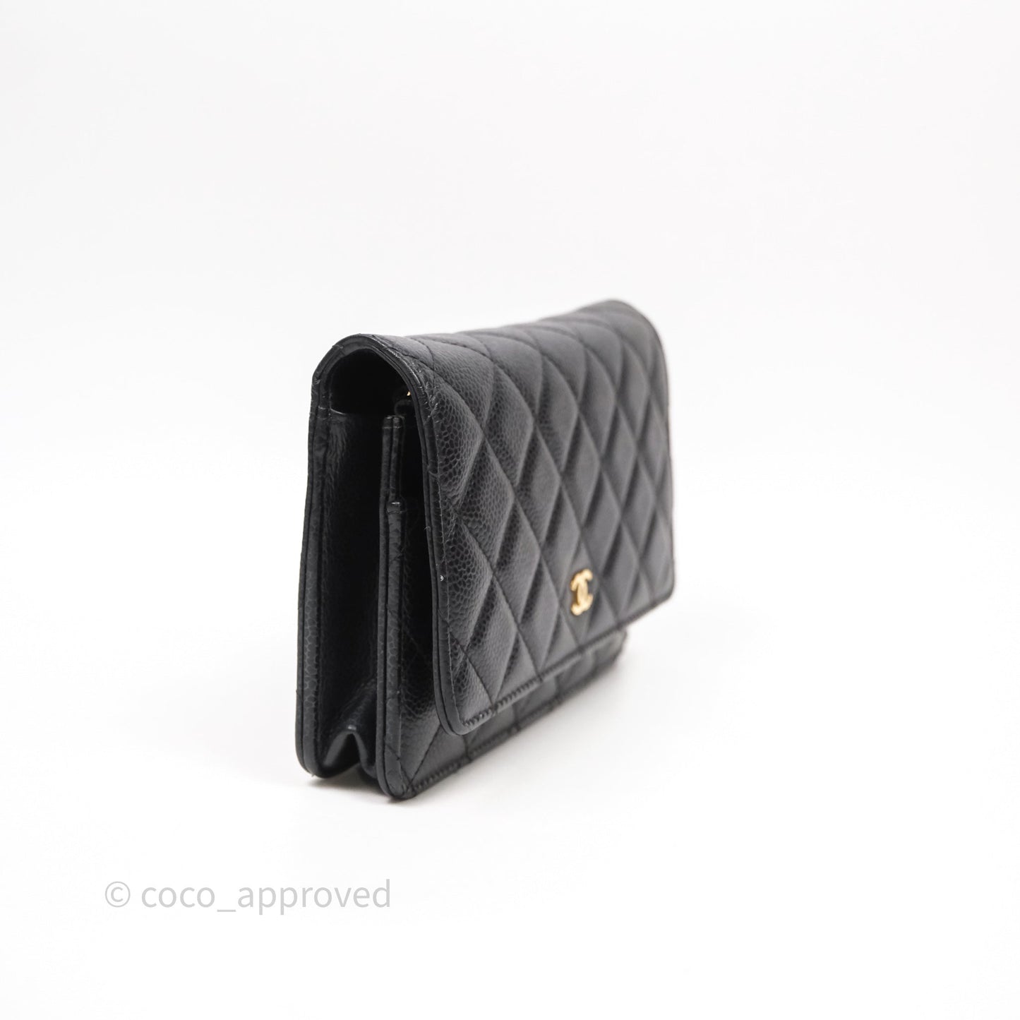 Chanel Classic Wallet On Chain WOC Quilted Black Caviar Gold Hardware