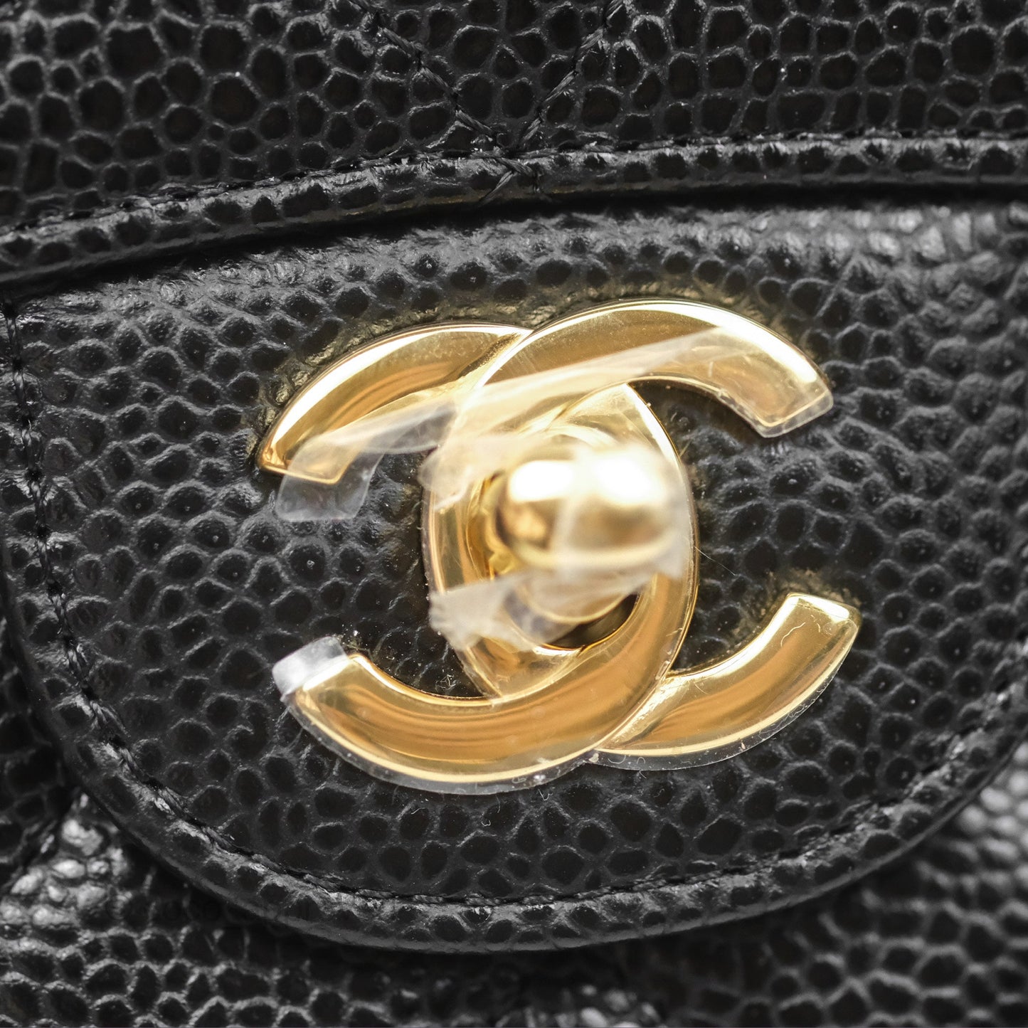 Chanel Classic M/L Medium Flap Quilted Black Caviar Gold Hardware