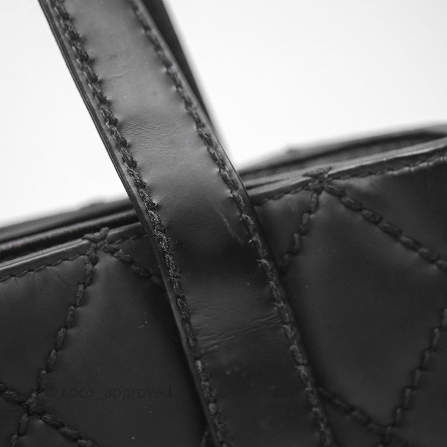 Chanel Vintage Quilted CC Tote Bag Matte Black Calfskin Gold Hardware