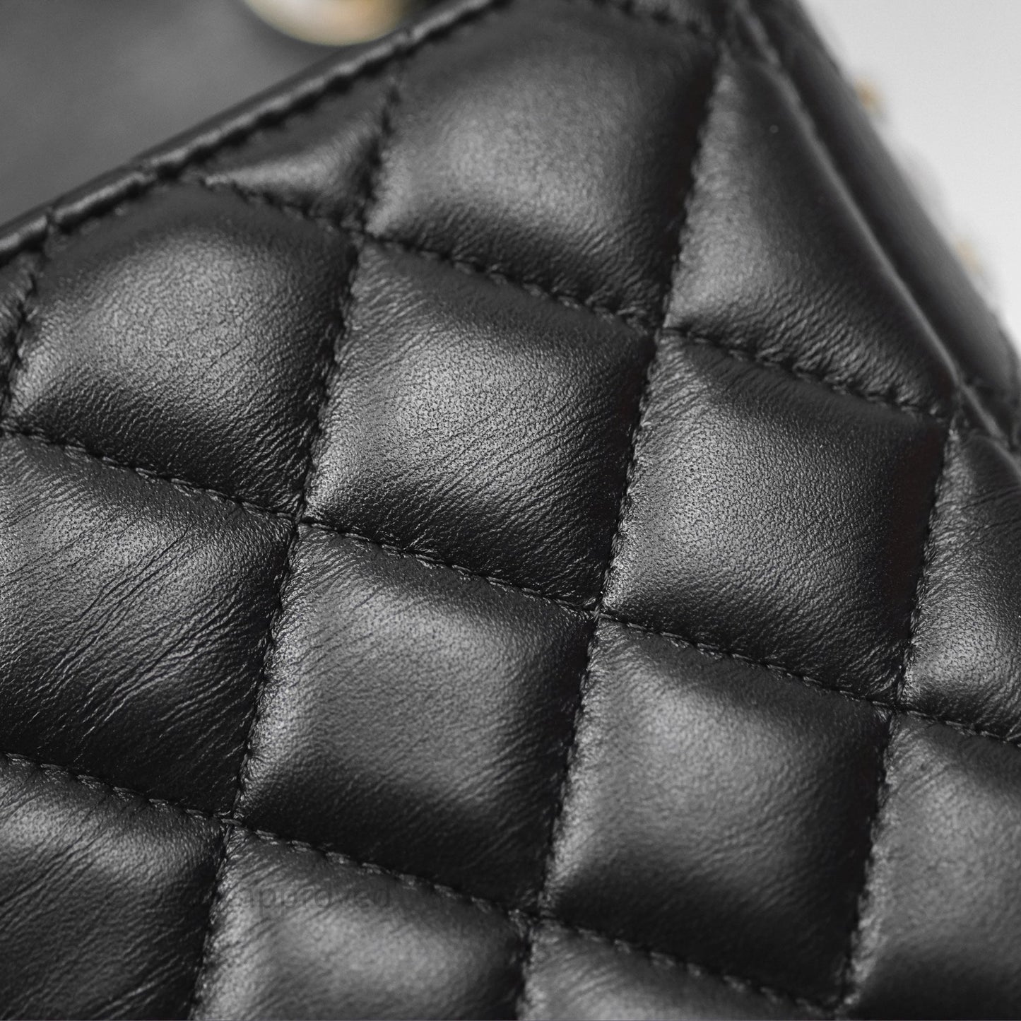 Chanel Mini Square Flap Quilted Black Lambskin Gold Hardware