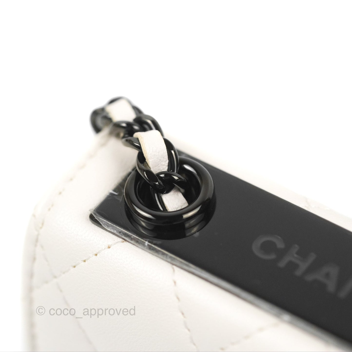 Chanel Mini Quilted Trendy CC Clutch With Chain White Lambskin Black Hardware