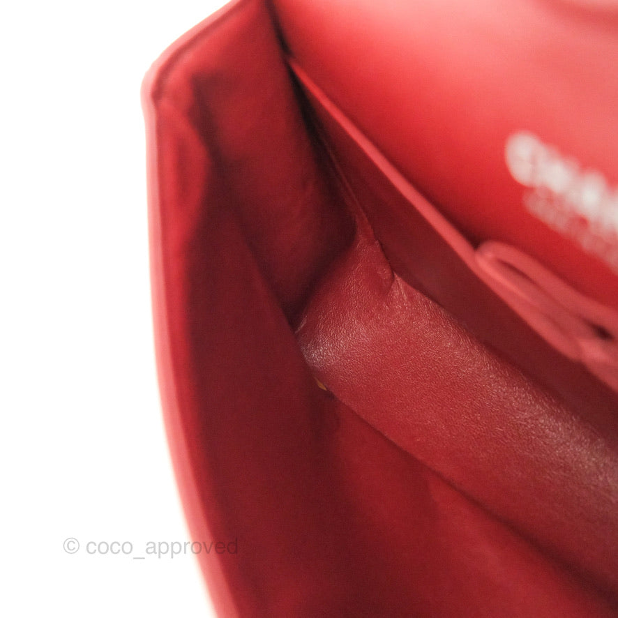 Chanel Classic M/L Medium Double Flap Dark Red Caviar Silver Hardware