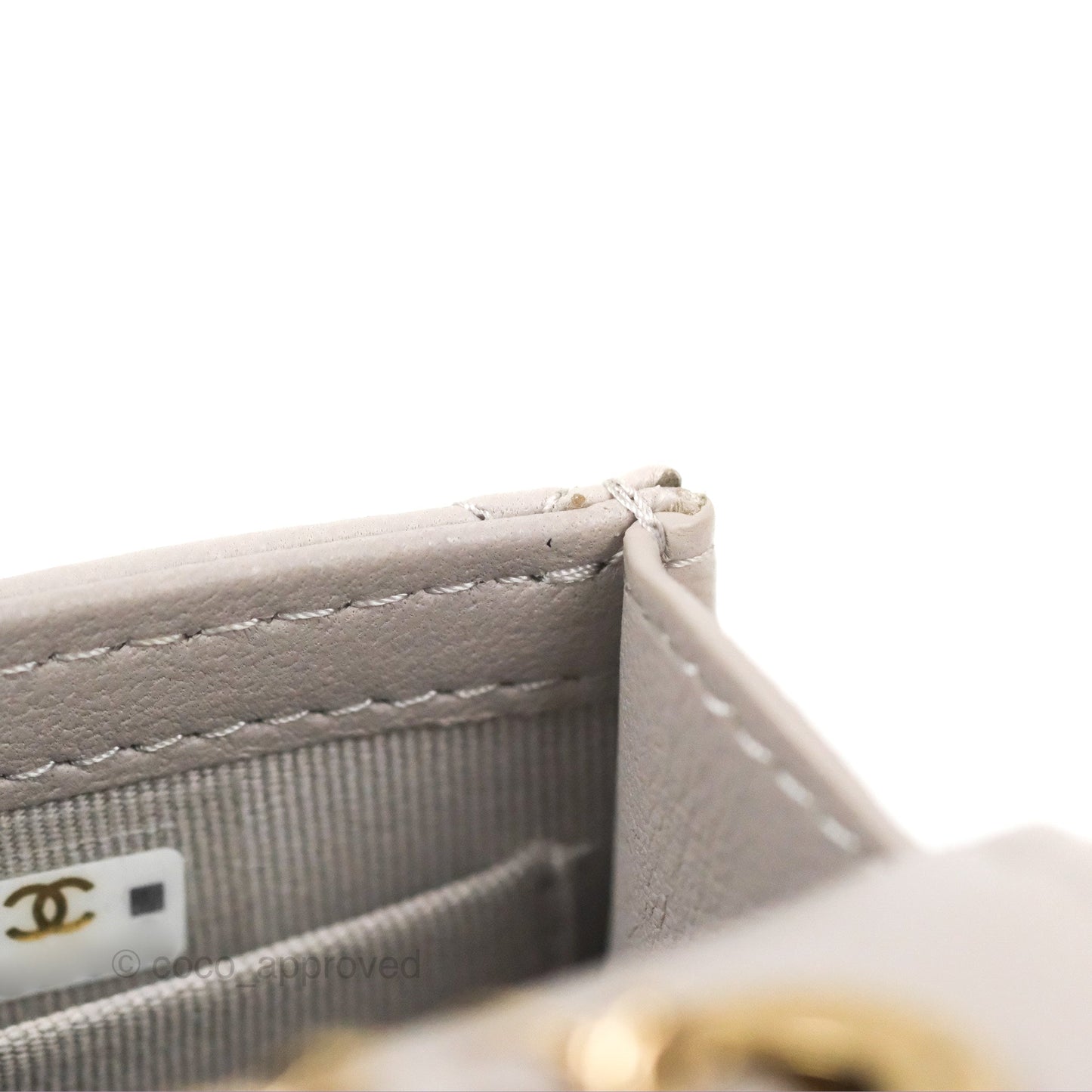 Chanel Mini Quilted Trendy CC Clutch With Chain Light Grey Lambskin Gold Hardware