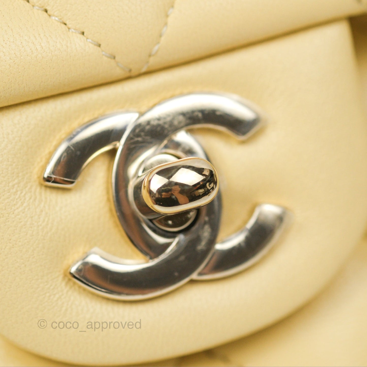 Chanel Classic M/L Medium Flap Quilted Yellow Lambskin Gold Hardware
