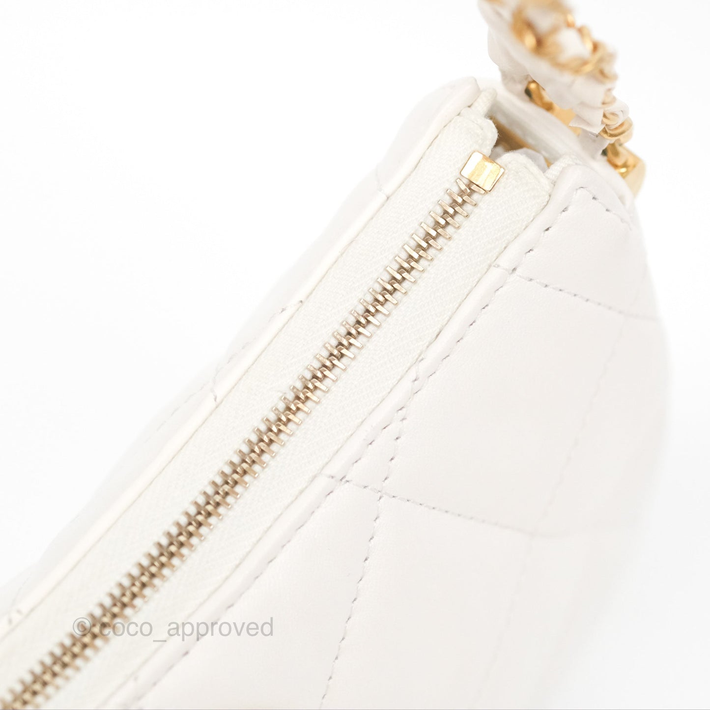 Chanel Hobo Bag White Aged Calfskin Aged Gold Hardware
