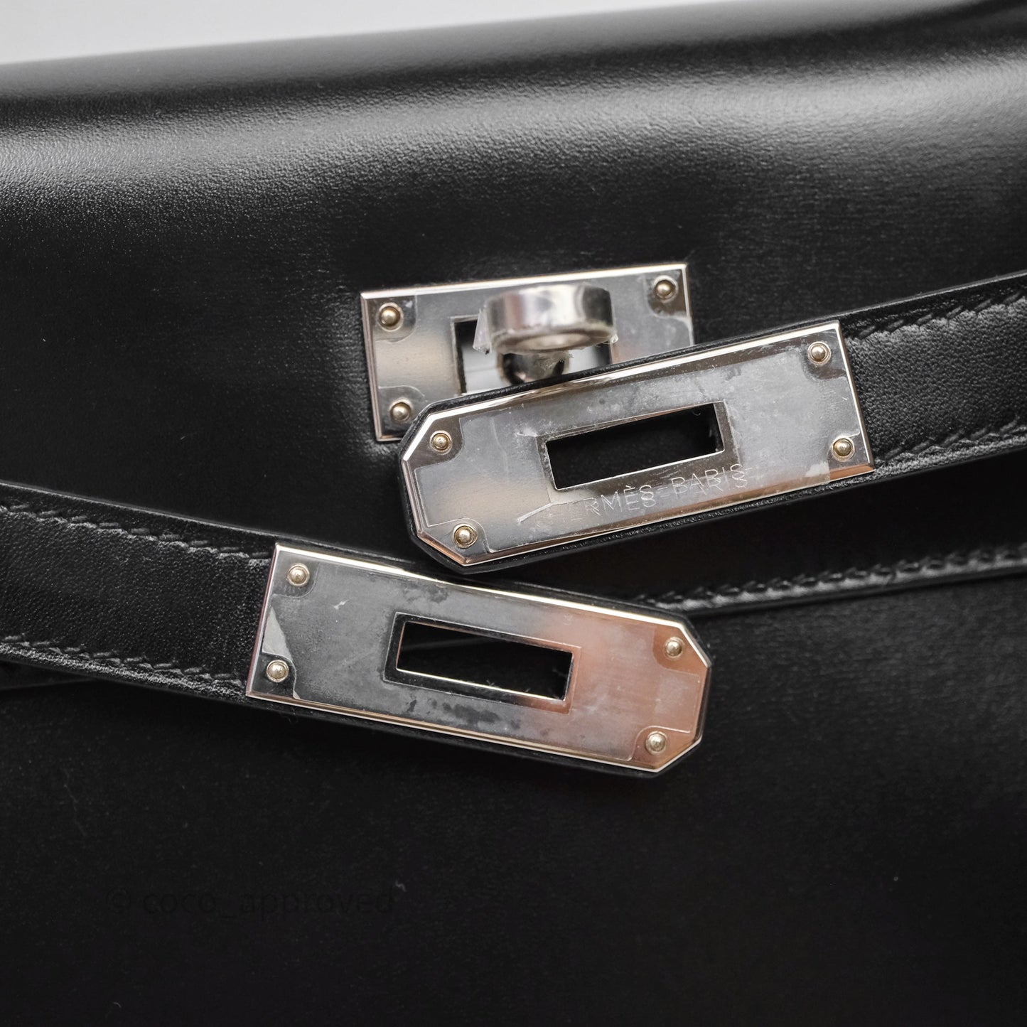 Hermès Kelly 28 Sellier Black Noir 89 Box Leather Palladium Hardware