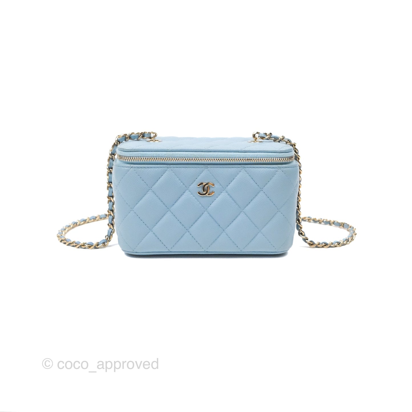 Chanel Classic Vanity With Chain Blue Caviar Gold Hardware