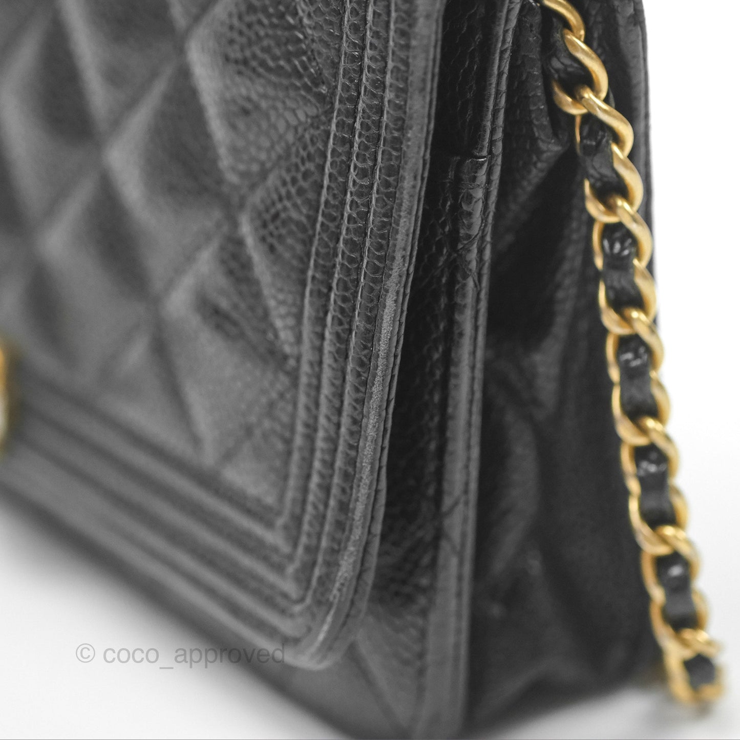 Chanel Boy Wallet on Chain WOC Black Caviar Gold Hardware