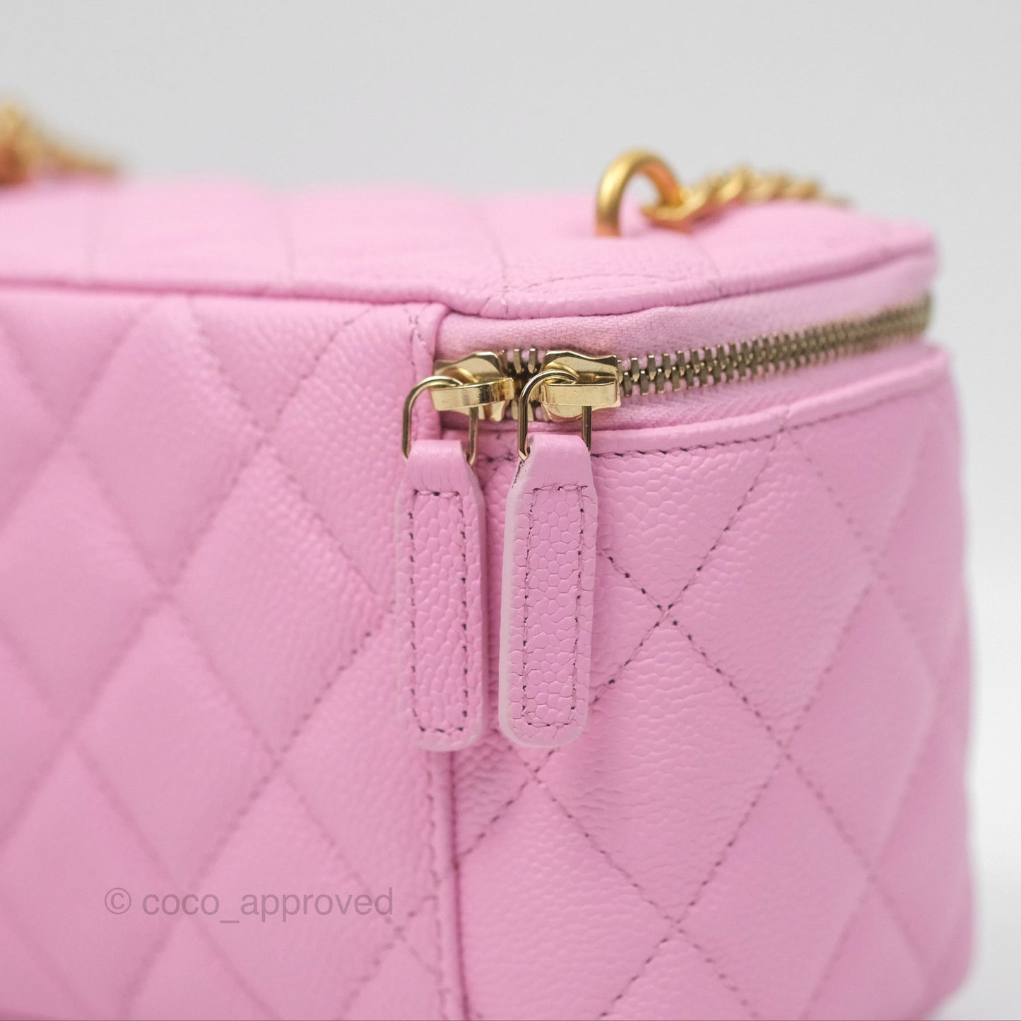 Chanel Vanity Heart Crush Adjustable Chain Pink Caviar Aged Gold Hardware