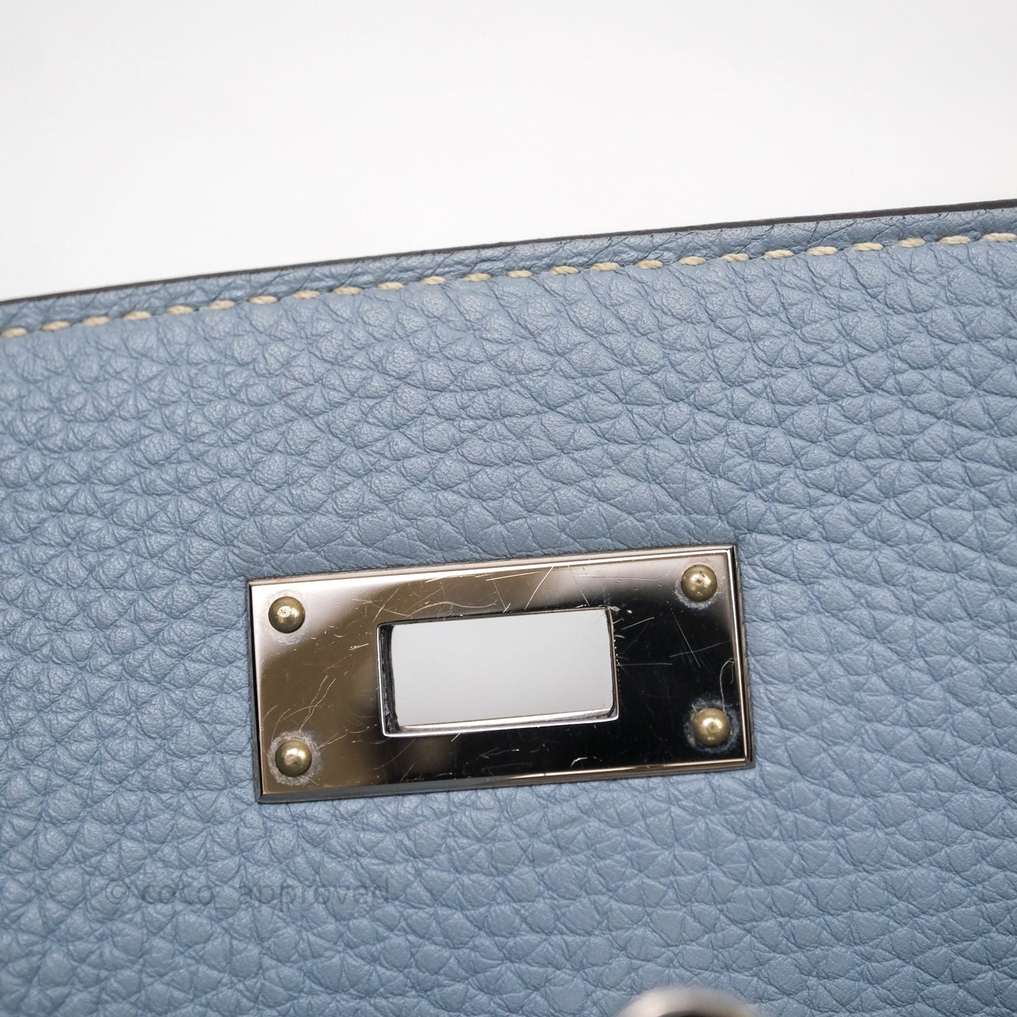 Hermès Kelly 28 Bleu Lin J7 Togo Palladium Hardware