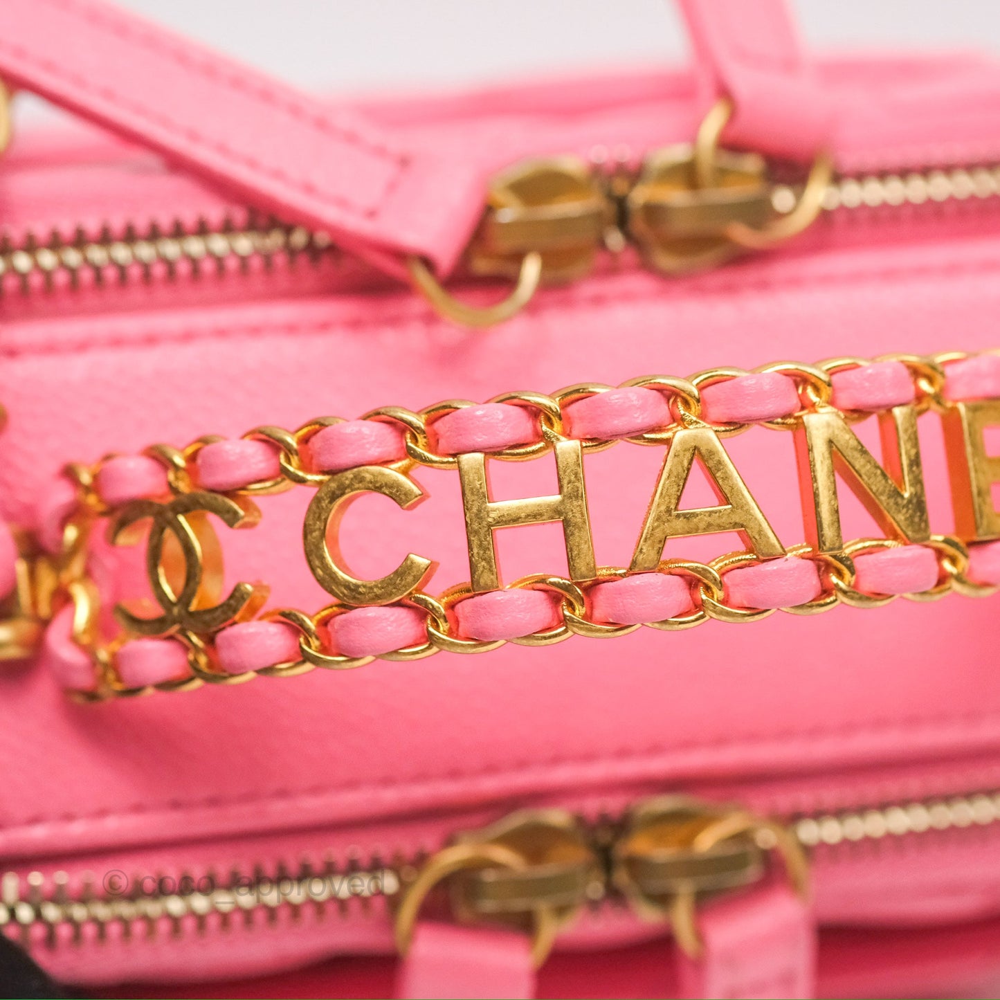 Chanel Caviar Quilted Pick Me Up Small Vanity Case Hot Pink