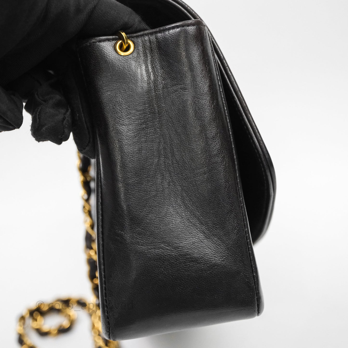 Chanel Vintage Medium Classic Diana Flap Bag Black Lambskin 24K Gold Hardware