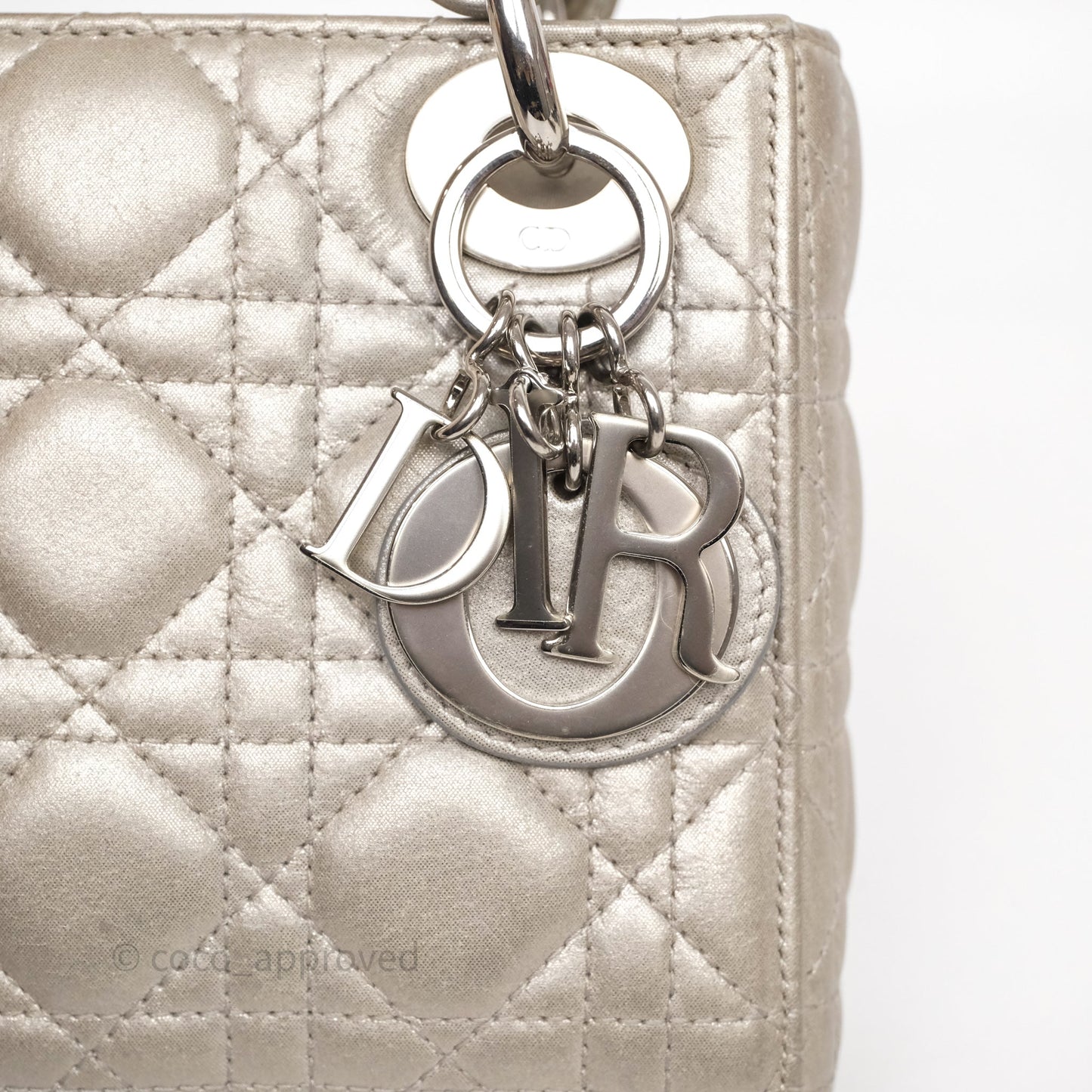 Christian Dior Mini Lady Dior Metallic Silver Nubuck Silver Hardware