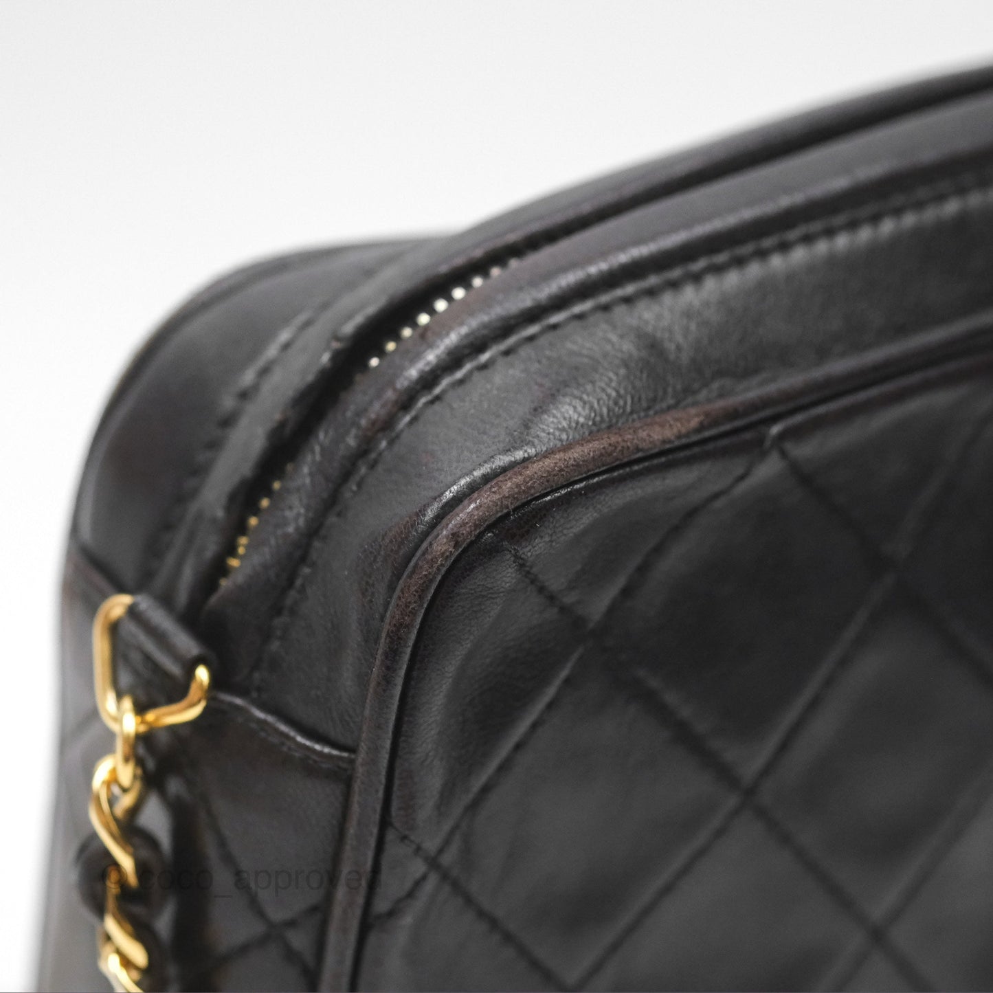 Chanel Vintage Small Camera Bag Black Lambskin Gold Hardware