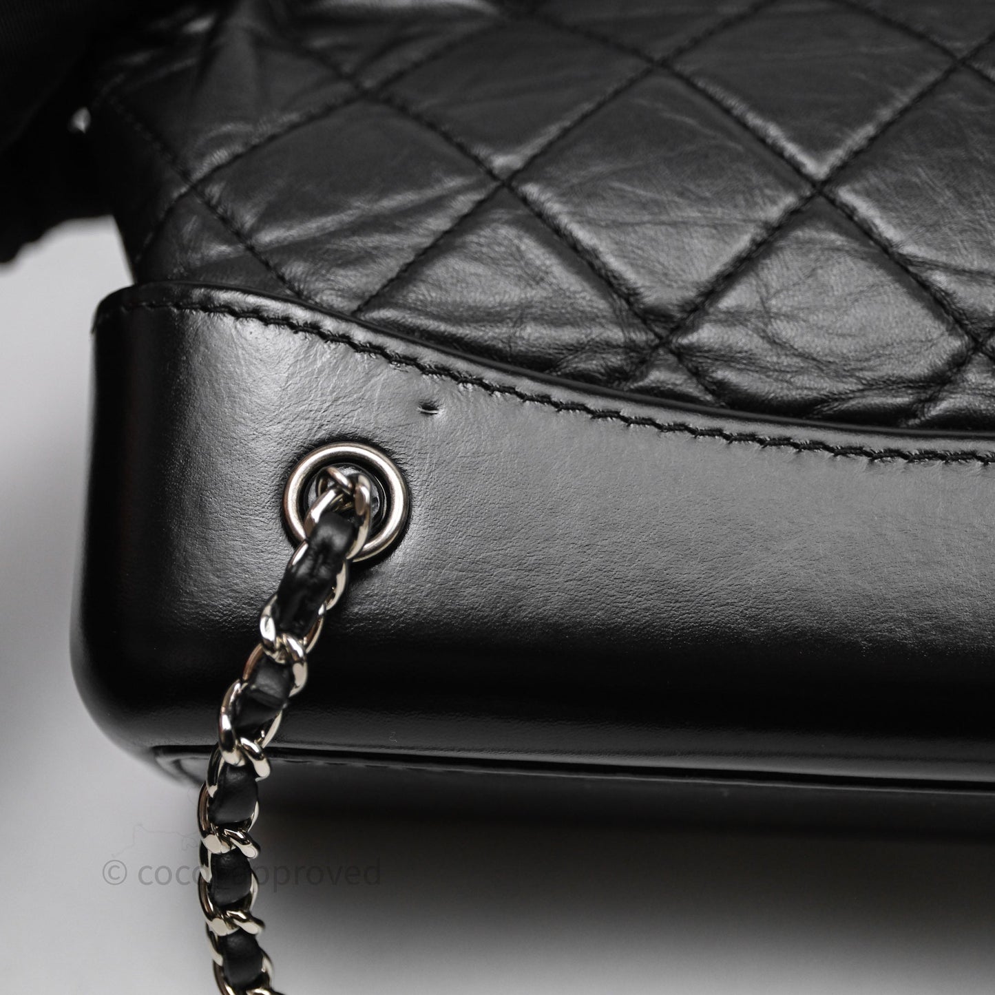 Chanel Small Gabrielle Backpack Quilted Black Aged Calfskin