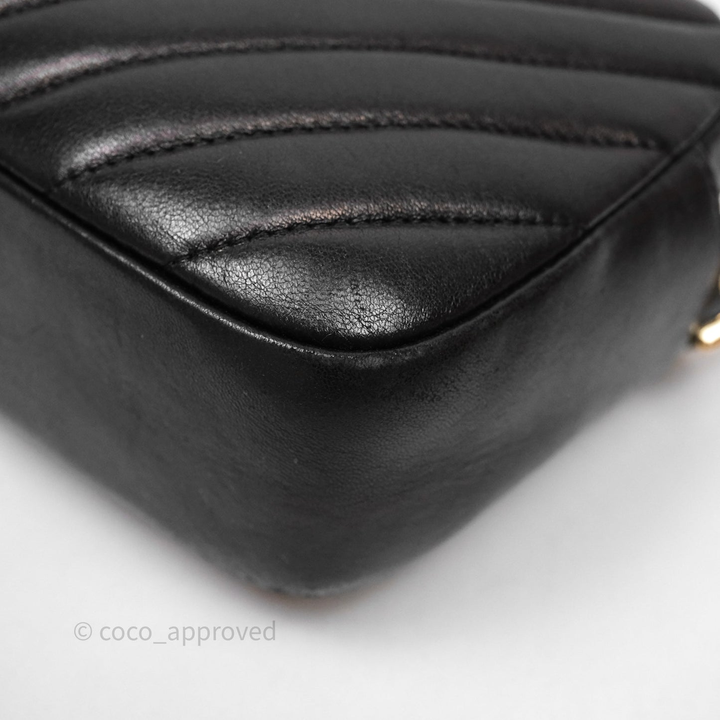 Chanel Chevron Camera Bag Black Lambskin Gold Hardware